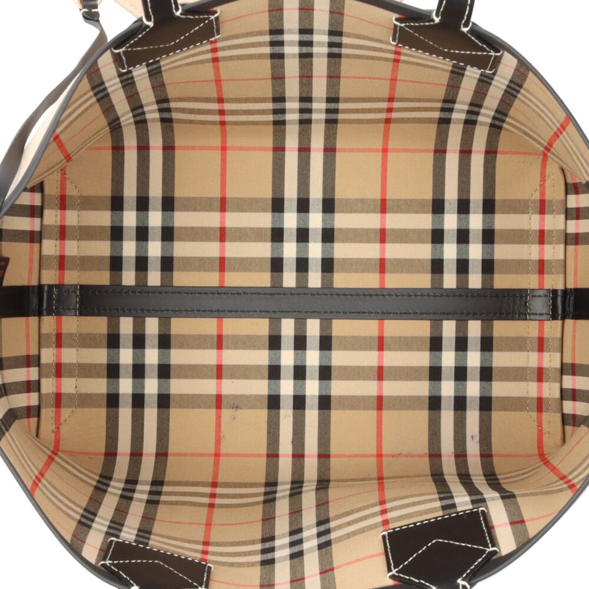 Burberry Beige Canvas Leather Pouch Tote Bag (Pre-Owned)