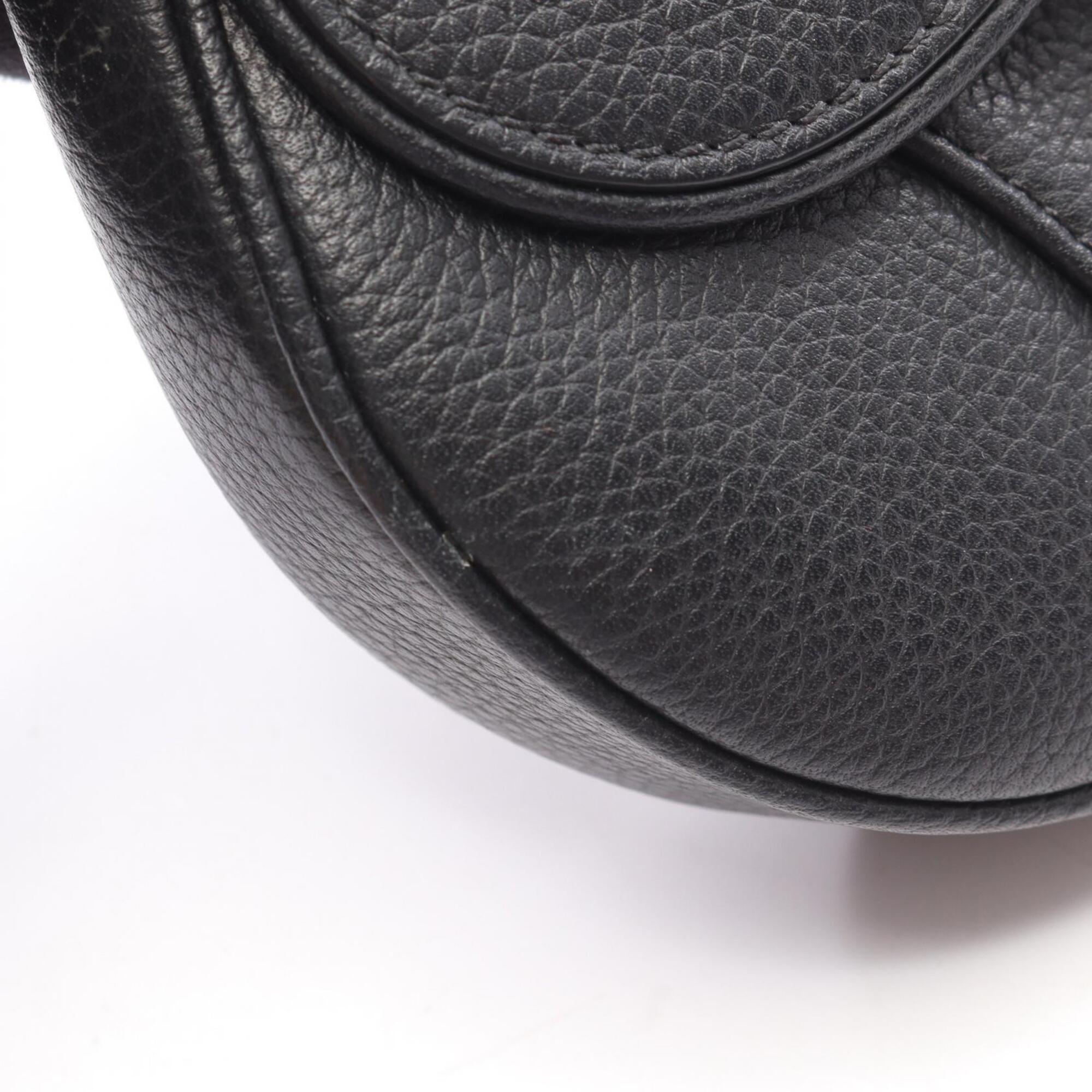 Christian Dior Black Leather Saddle Bag Shoulder Bag (Pre-Owned)
