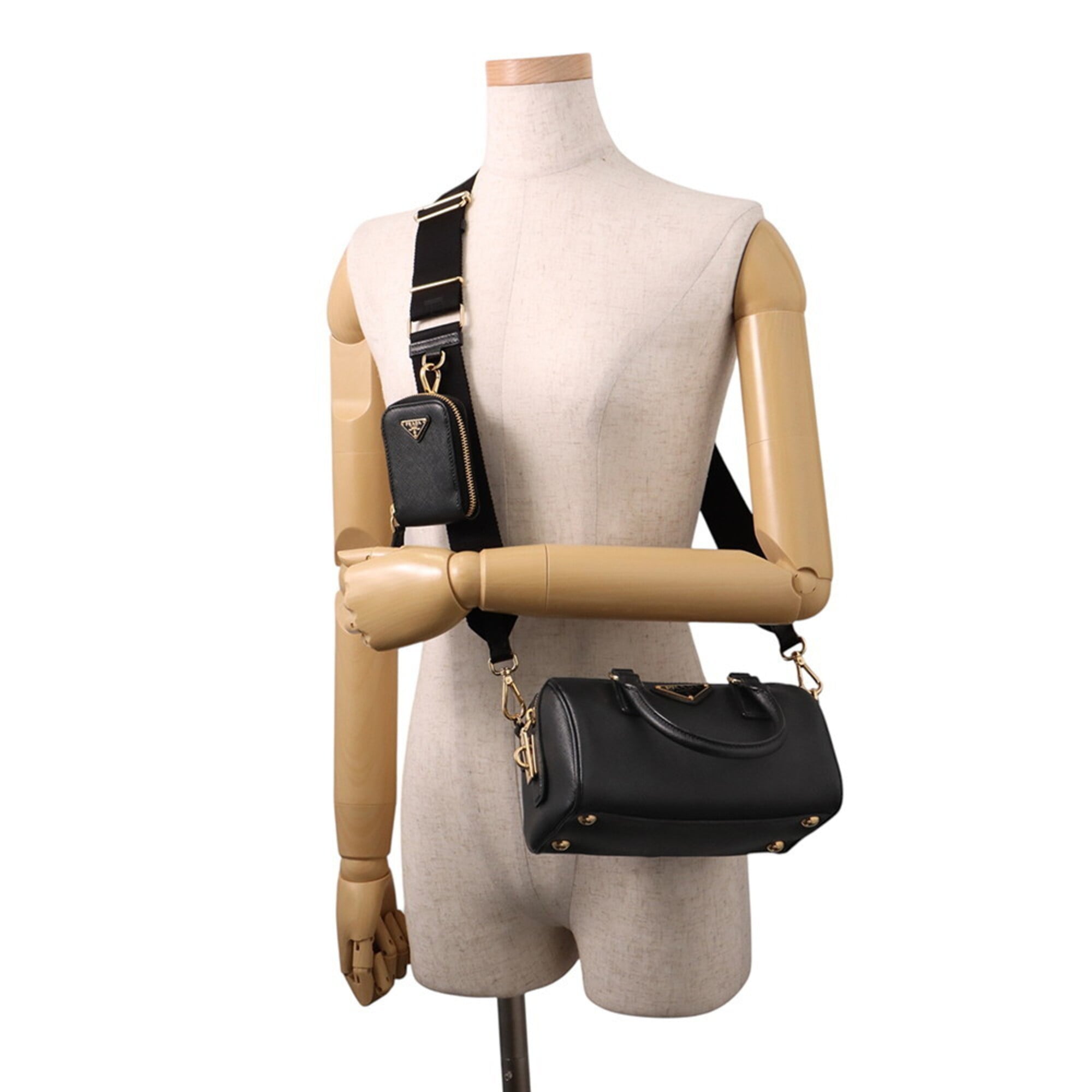 Prada Black Leather Boston Bag Handbag (Pre-Owned)