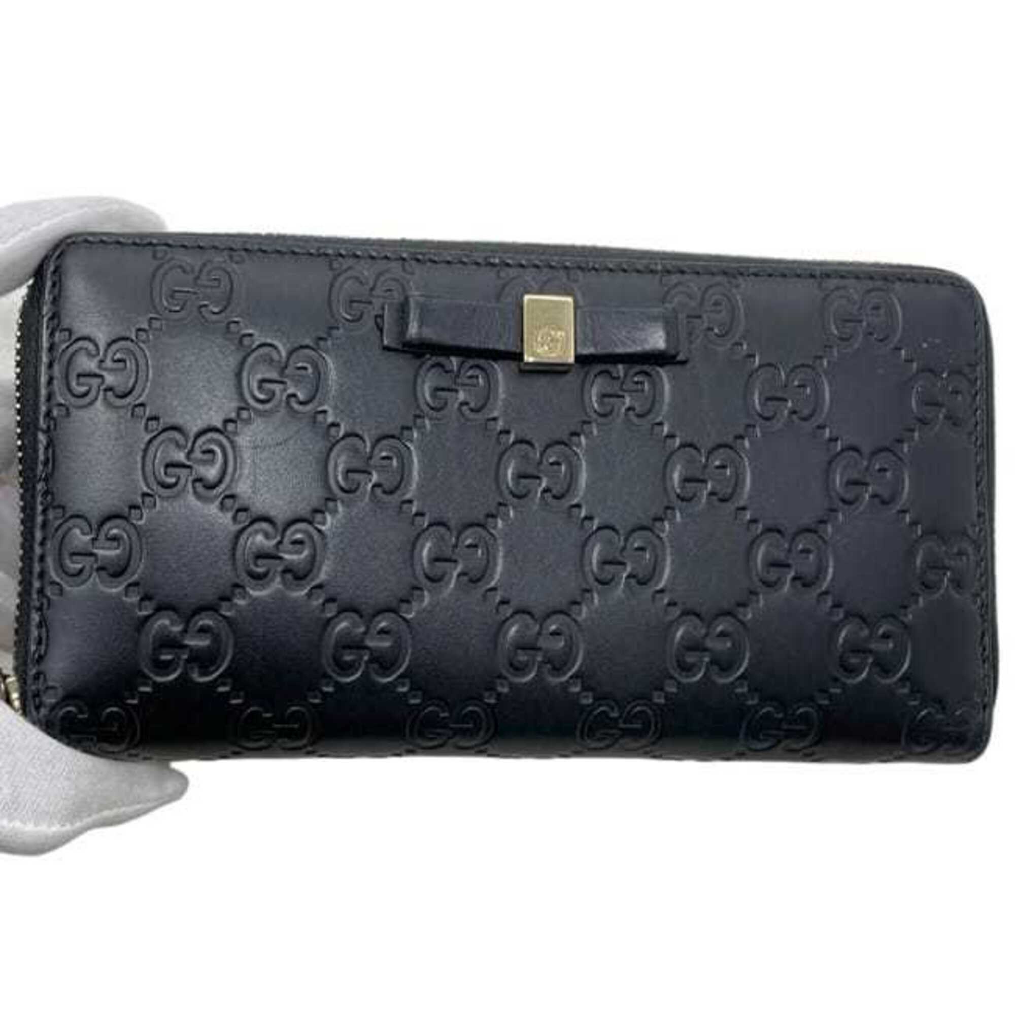 Gucci Black Leather Long Wallet (Bi-Fold) (Pre-Owned)