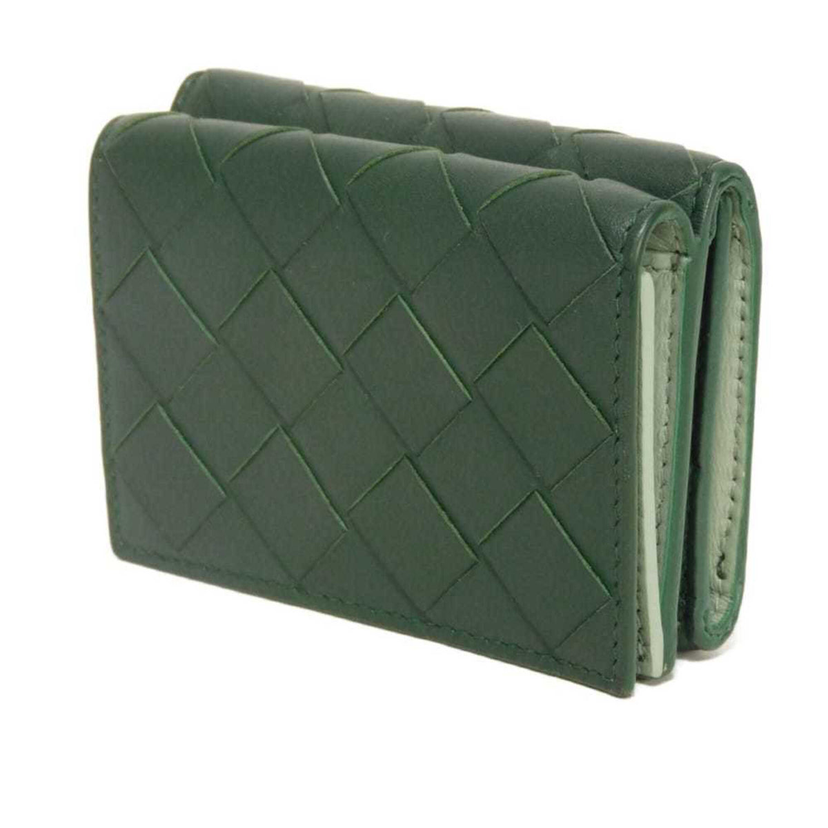 Bottega Veneta Green Intrecciato Wallet (Tri-Fold) (Pre-Owned)