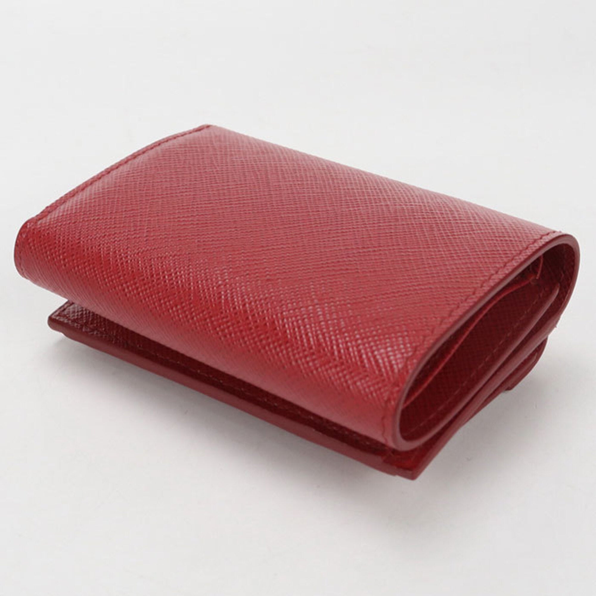 Prada Red Color Leather Wallet (Tri-Fold) (Pre-Owned)