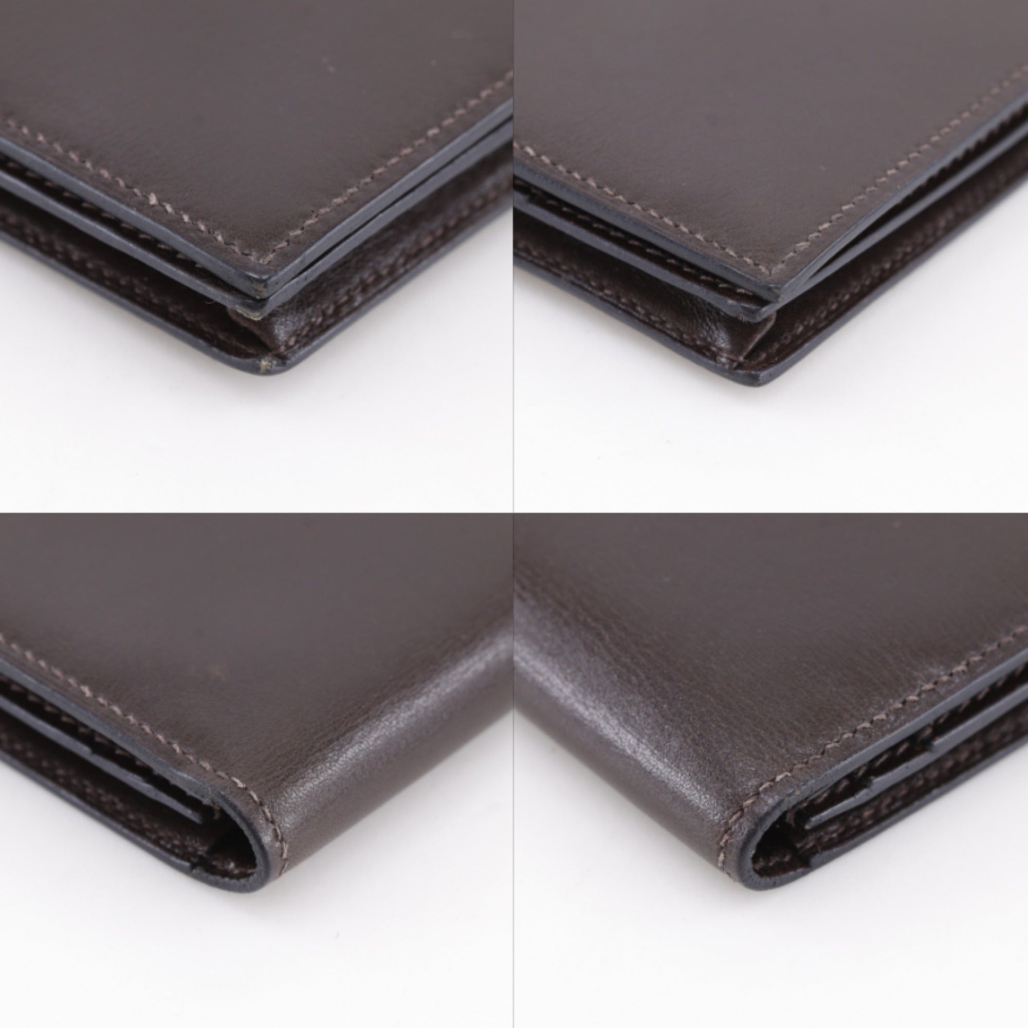 Hermes Brown Box Calf Leather Long Wallet (Bi-Fold) (Pre-Owned)