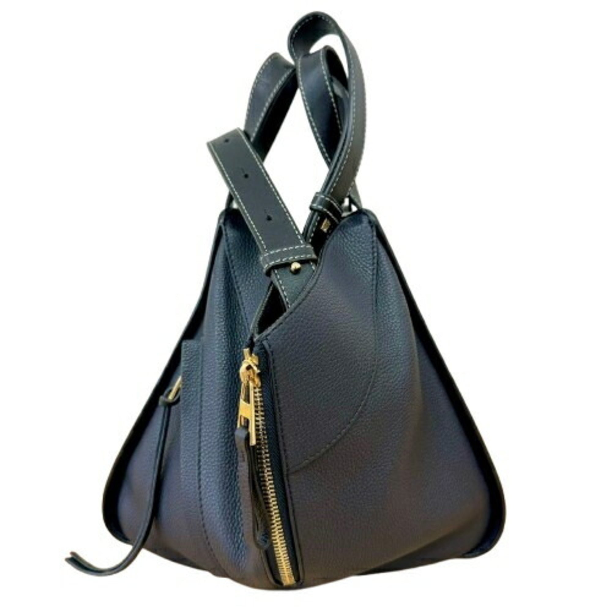 Loewe Hammock Black Dark Navy Leather Handbag Shoulder Bag (Pre-Owned)