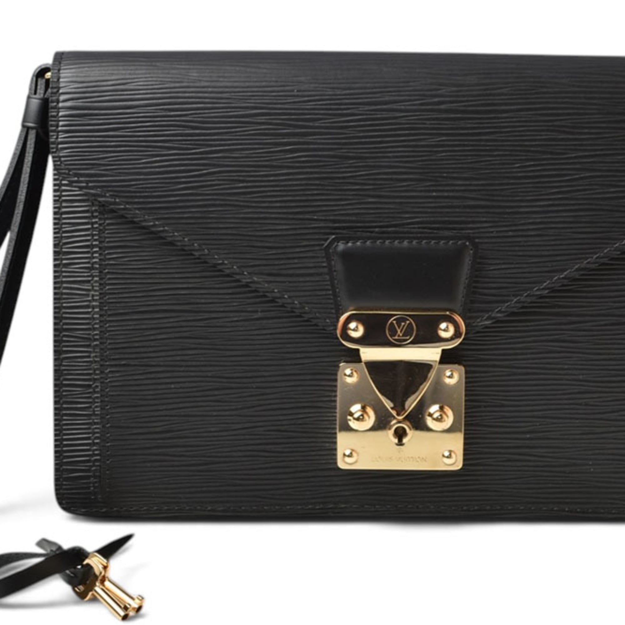 Louis Vuitton Ardoise Black Noir Epi Leather Clutch Bag Pochette (Pre-Owned)