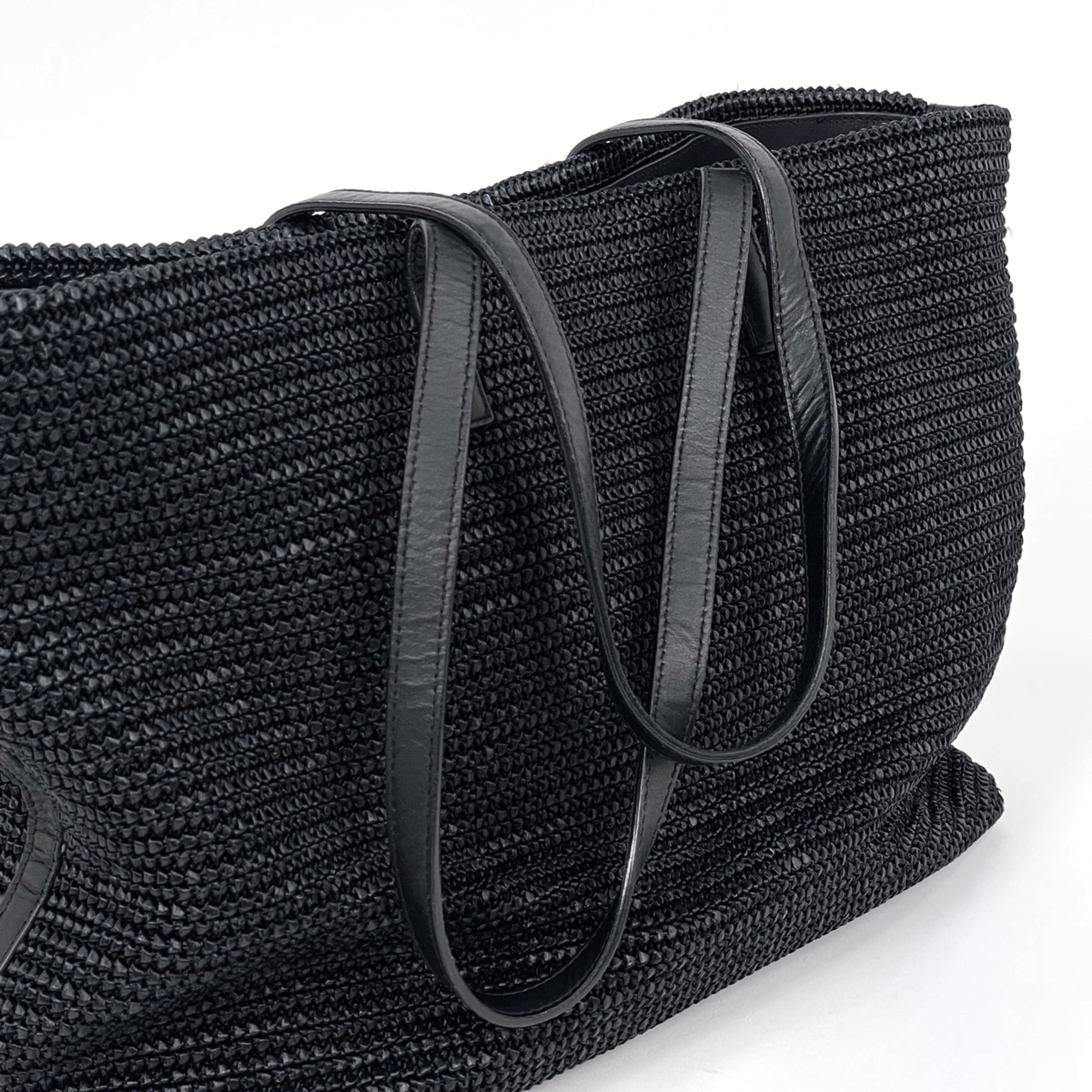Saint Laurent Black Fabric Leather Tote Bag (Pre-Owned)