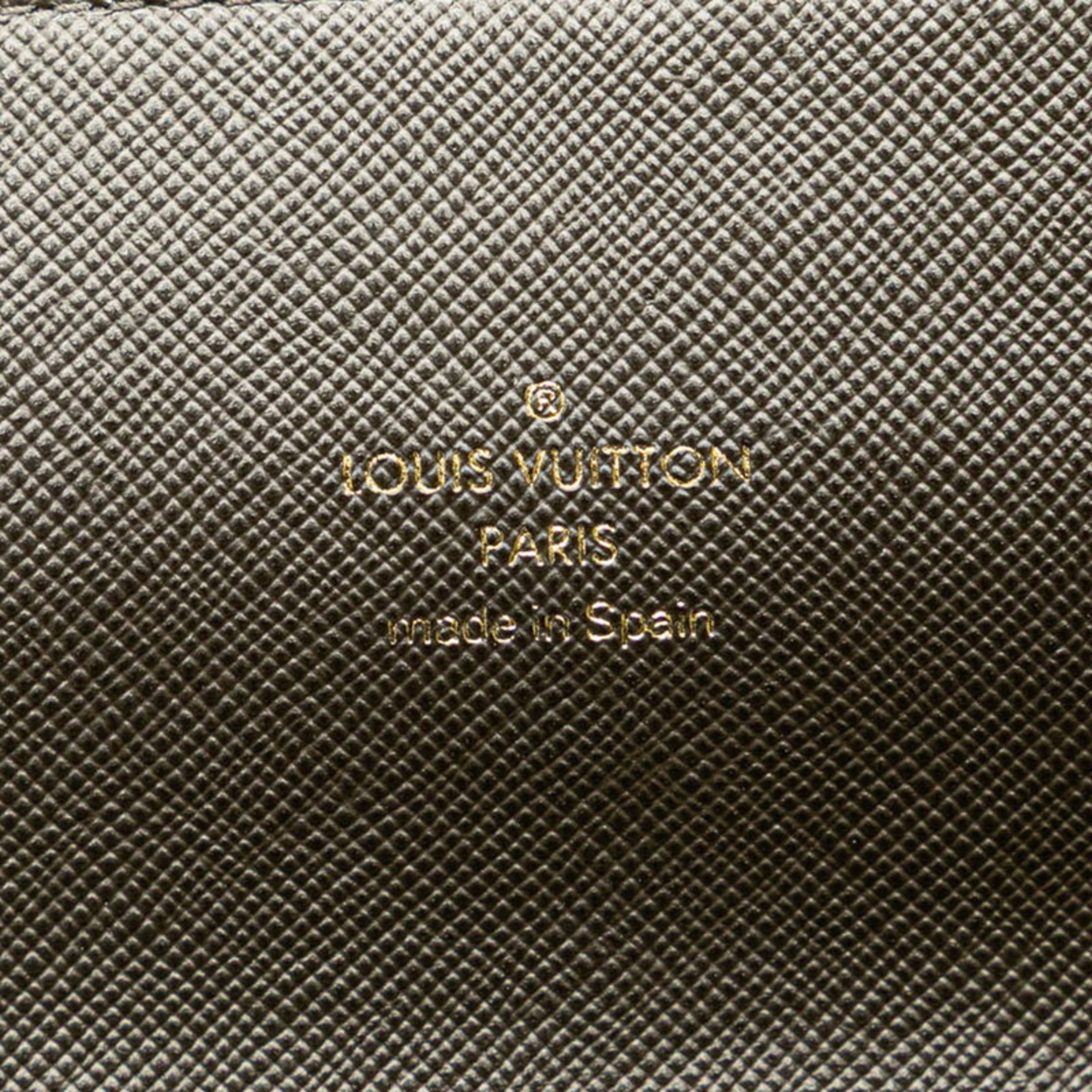 Louis Vuitton Brown Green Canvas Leather Long Wallet (Bi-Fold) (Pre-Owned)
