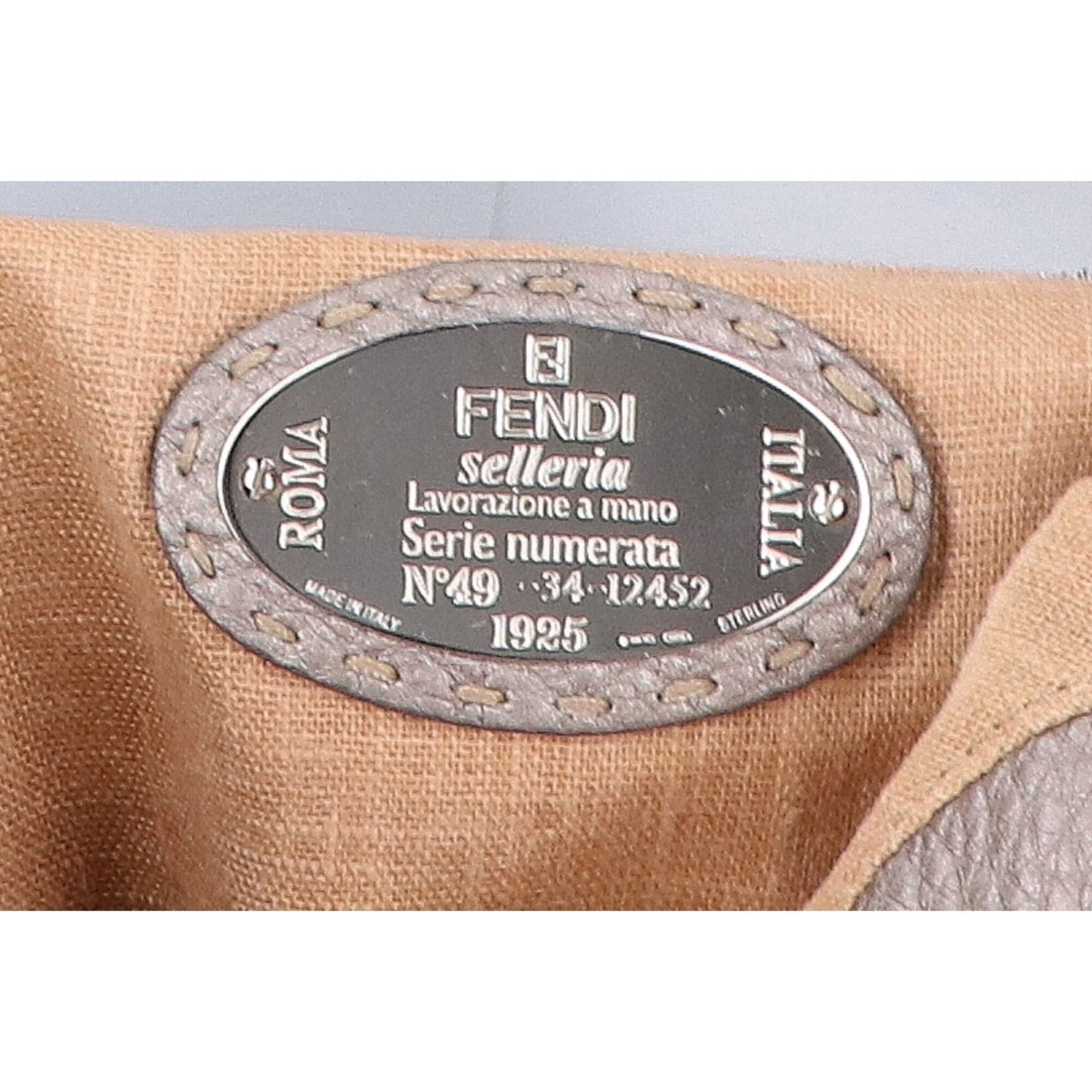 Fendi Gray Silver Leather Shoulder Bag (Pre-Owned)