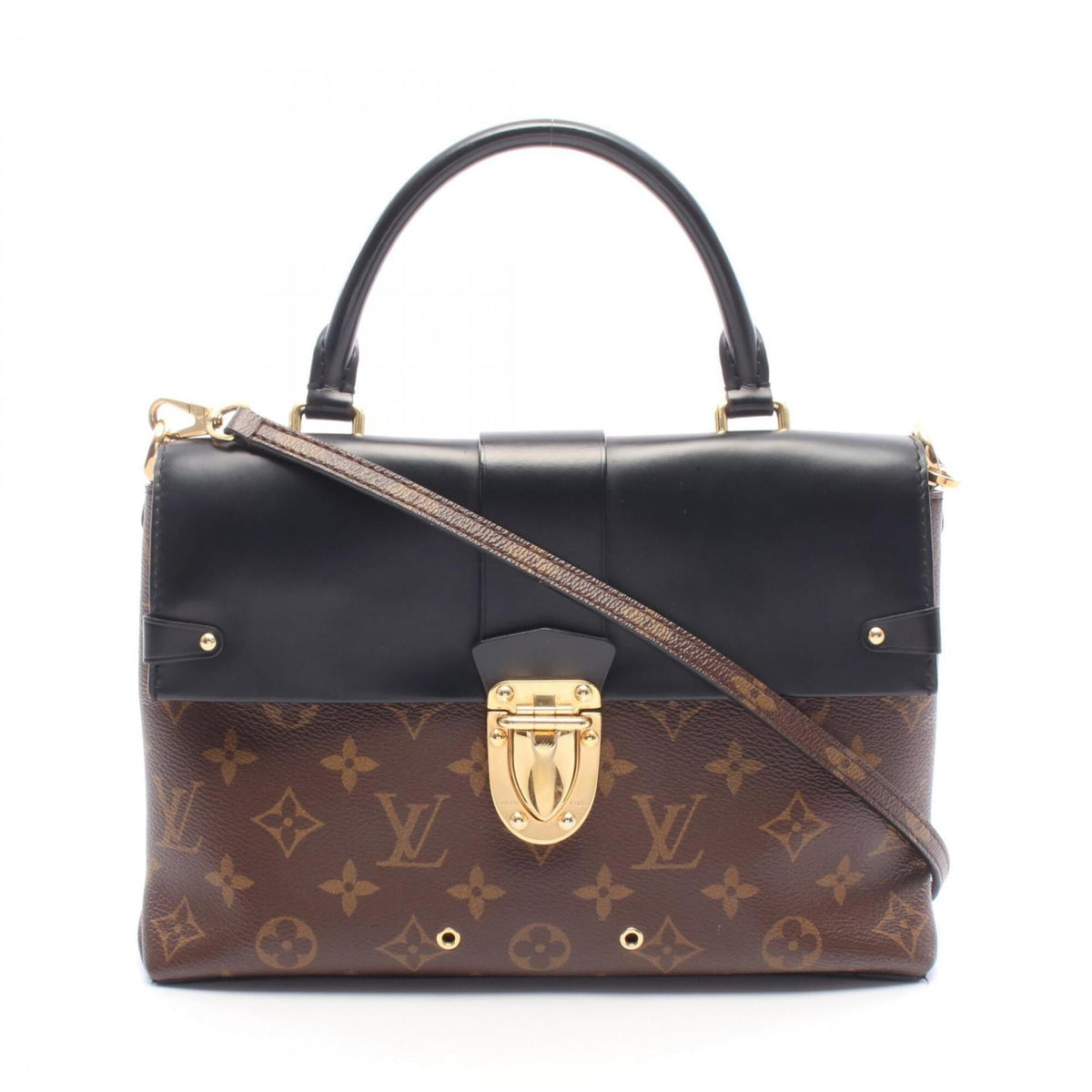 Louis Vuitton Black Brown Noir Coated Canvas Leather Handbag (Pre-Owned)