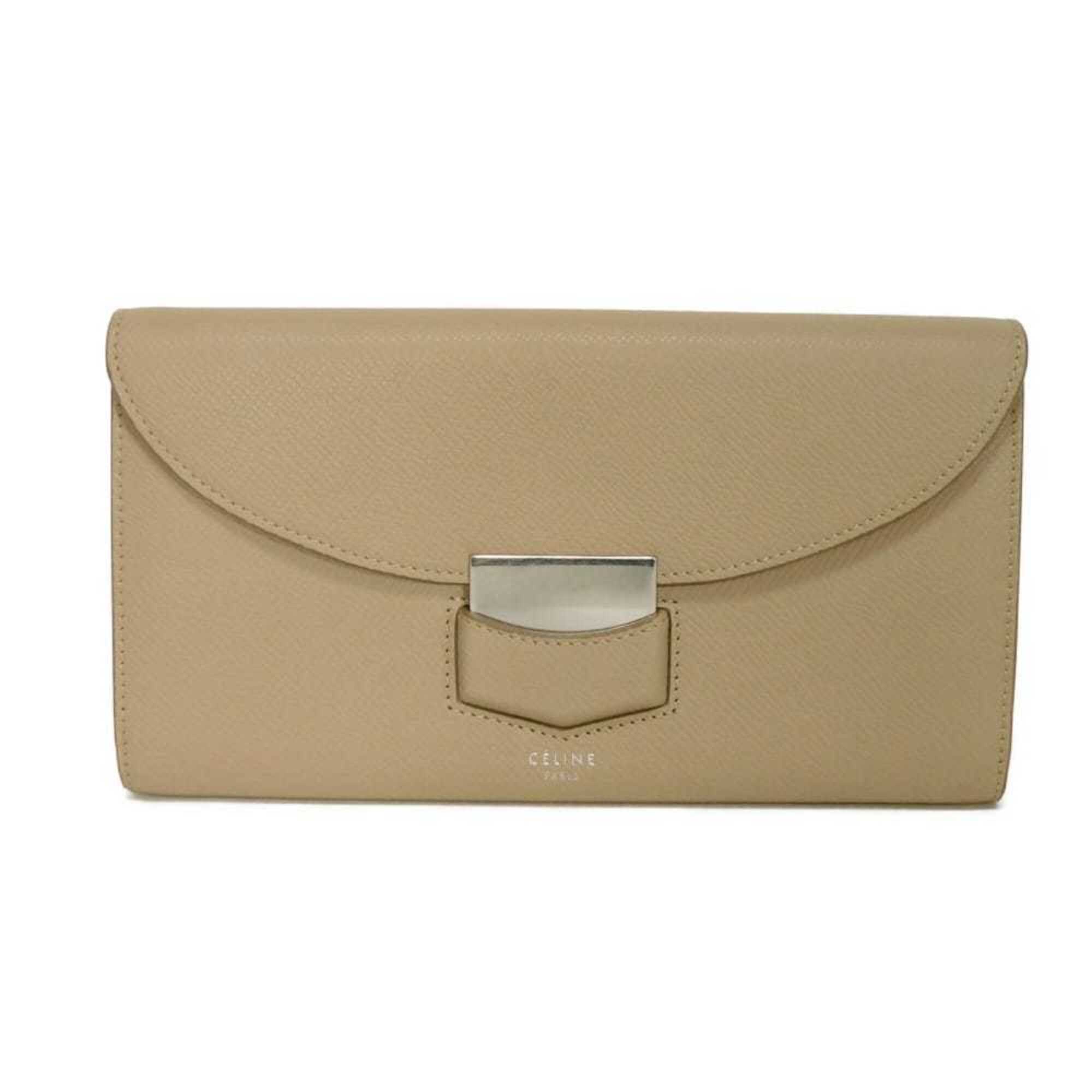 Celine Beige Leather Long Wallet (Bi-Fold) (Pre-Owned)
