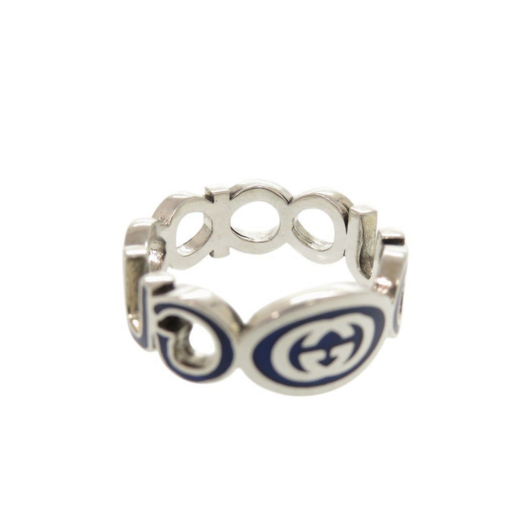 Gucci Silver Blue Silver 925 Band Ring (Pre-Owned)