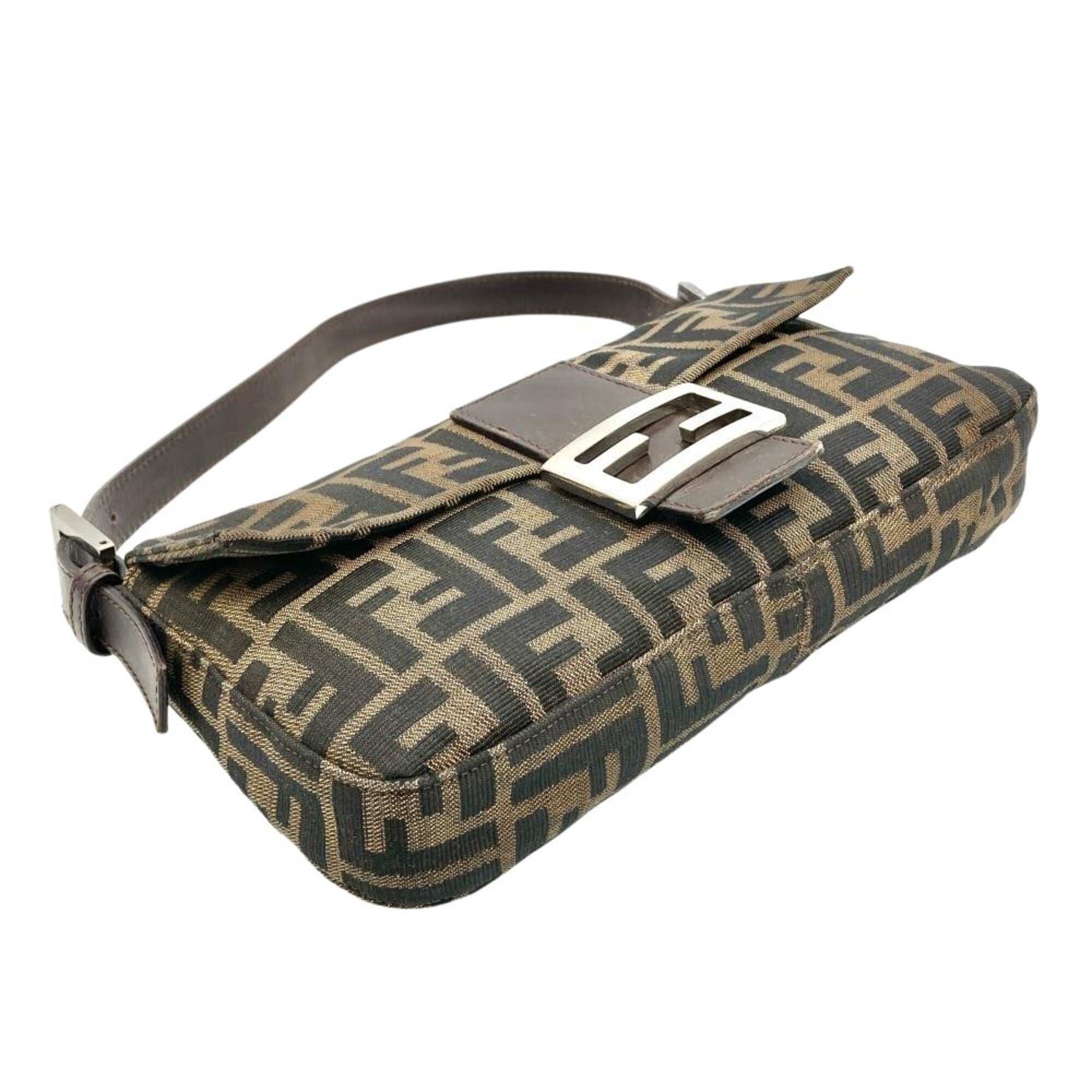Fendi Zucca Brown Jacquard Leather Shoulder Bag (Pre-Owned)
