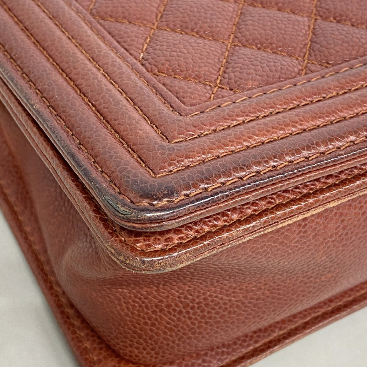 Chanel Brown Grained Calfskin Shoulder Bag (Pre-Owned)