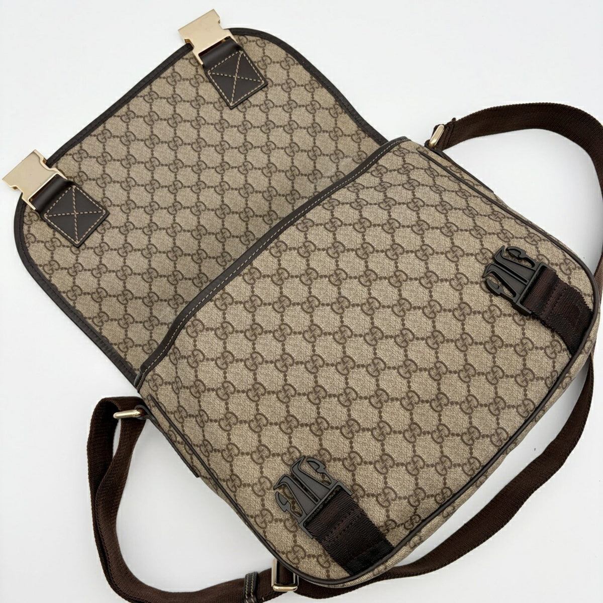 Gucci Beige Brown Pvc Leather Shoulder Bag (Pre-Owned)