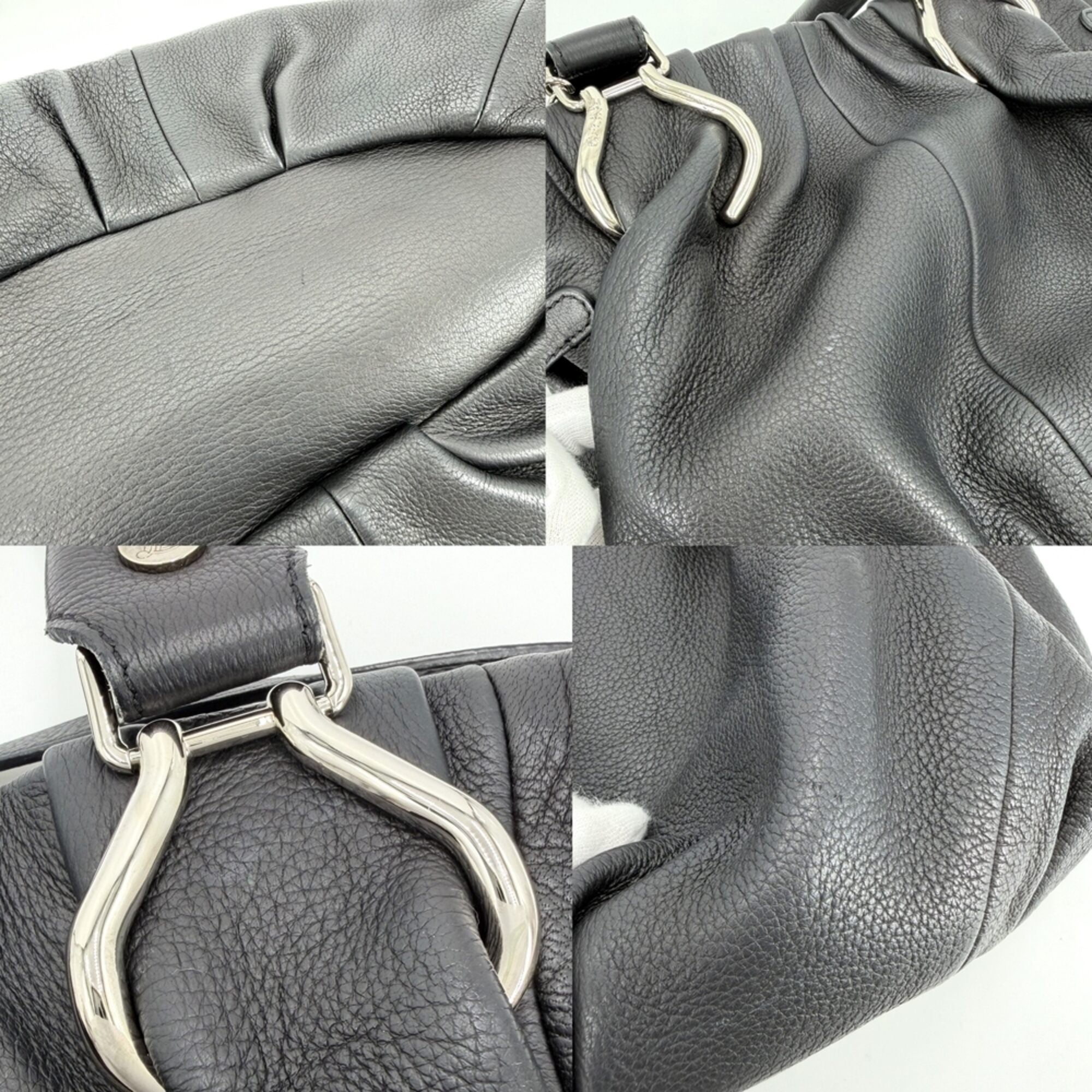 Celine Black White Leather Shoulder Bag (Pre-Owned)
