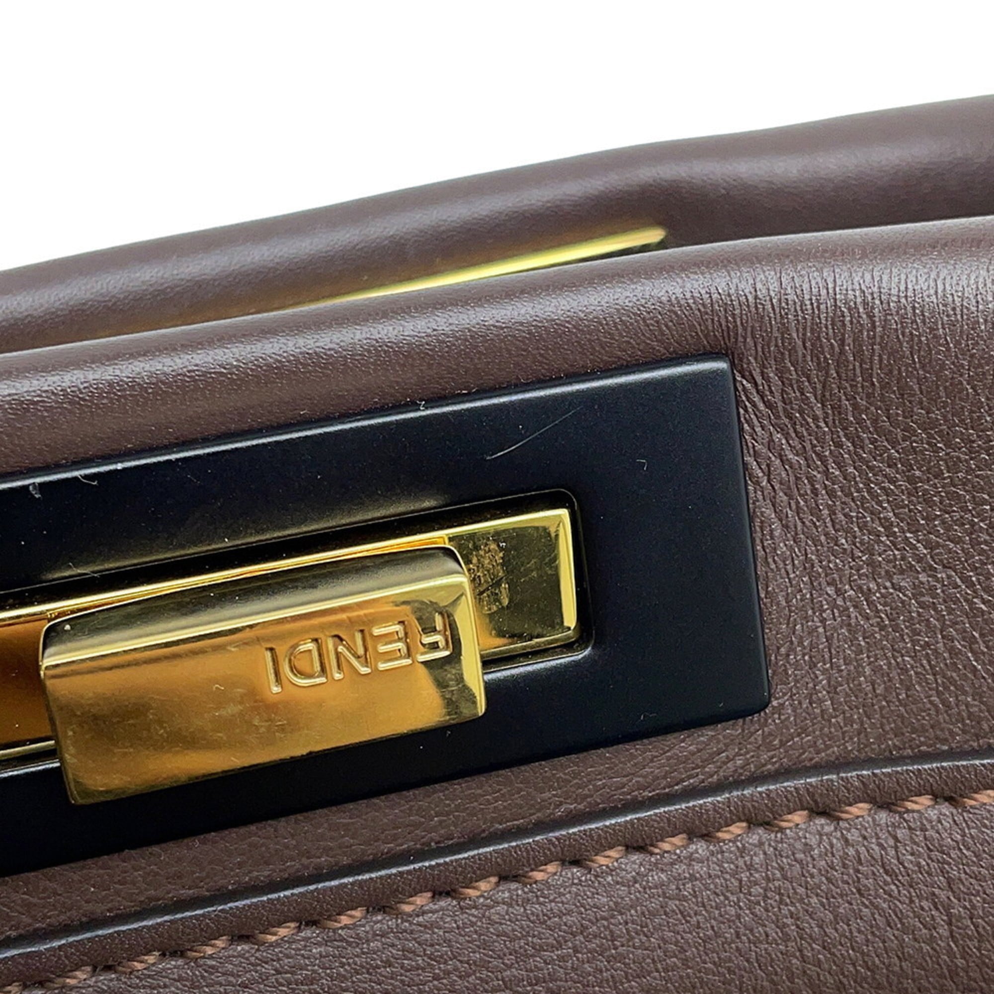 Fendi Brown Leather Handbag Shoulder Bag (Pre-Owned)