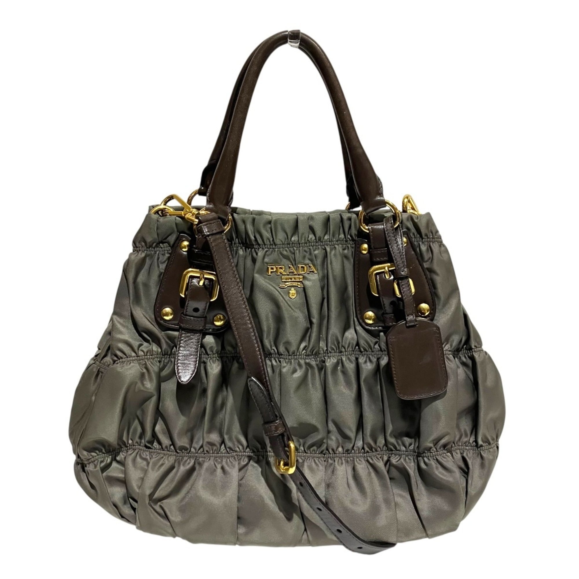 Prada Nylon Leather Handbag (Pre-Owned)