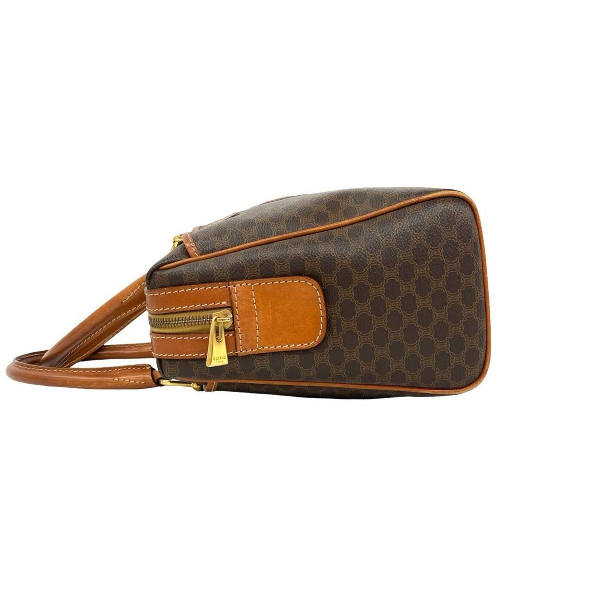 Celine Brown Leather Pvc Boston Bag Handbag (Pre-Owned)