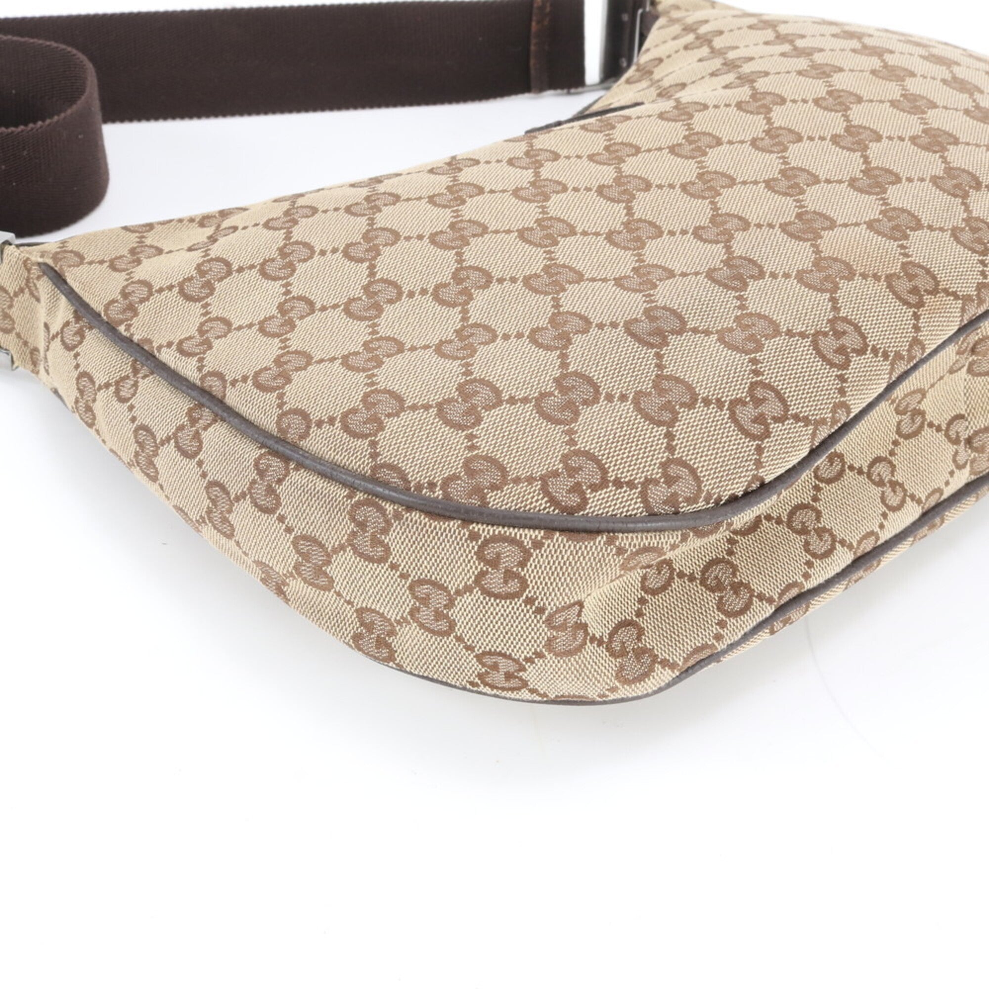 Gucci Beige Brown Canvas Leather Handbag Shoulder Bag Tote Bag (Pre-Owned)