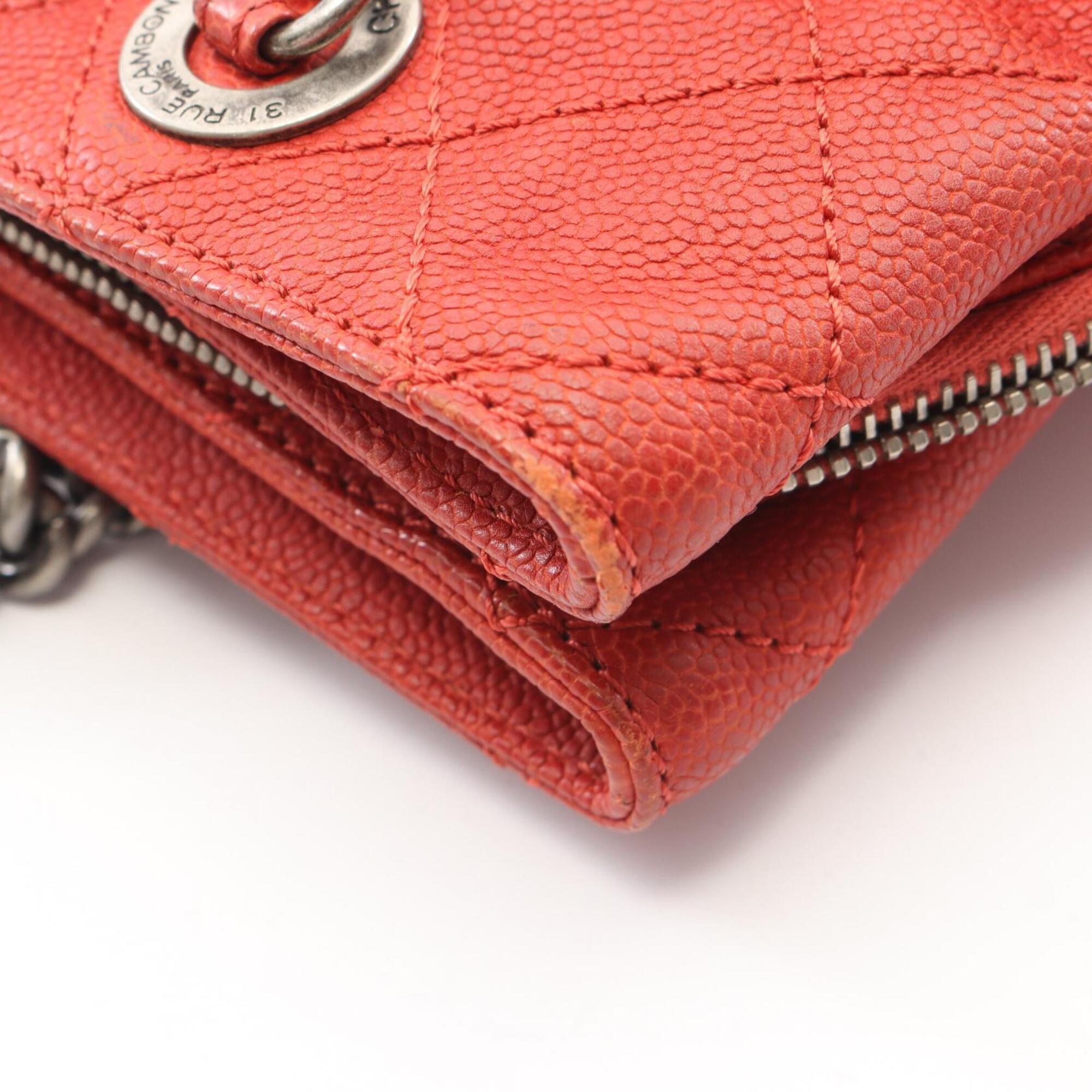 Chanel Red Color Grained Calfskin Handbag Tote Bag (Pre-Owned)