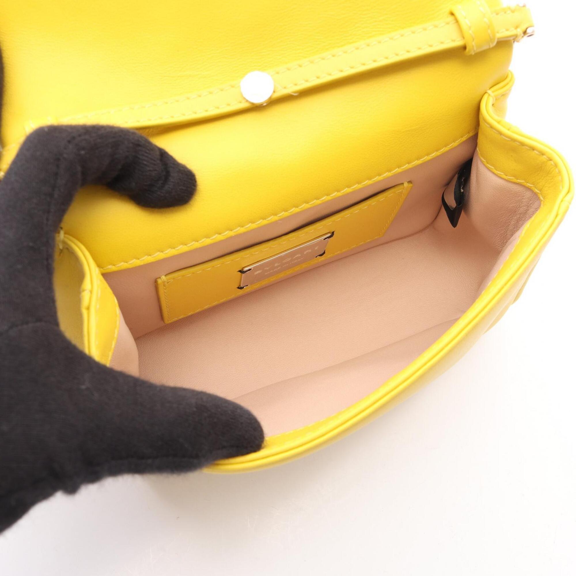 Bvlgari Yellow Leather Handbag Shoulder Bag (Pre-Owned)