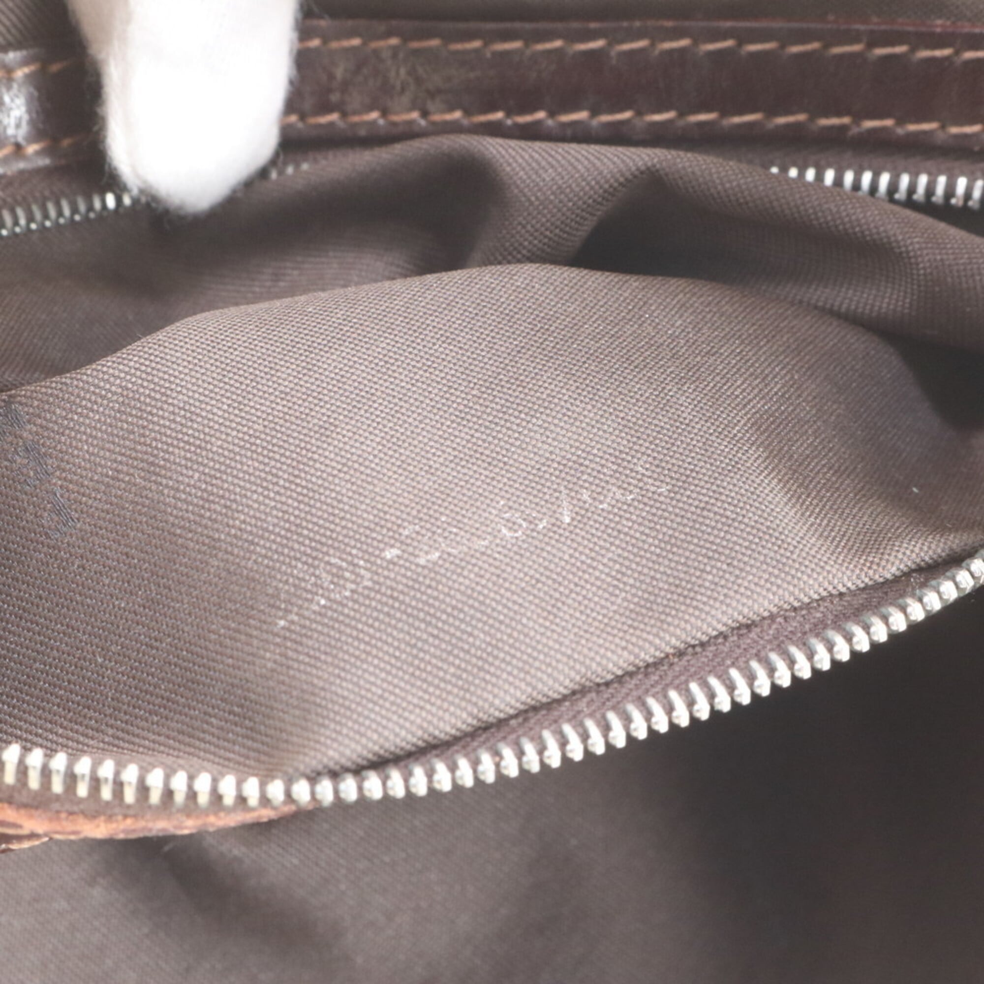 Fendi Brown White Leather Canvas Handbag Shoulder Bag (Pre-Owned)