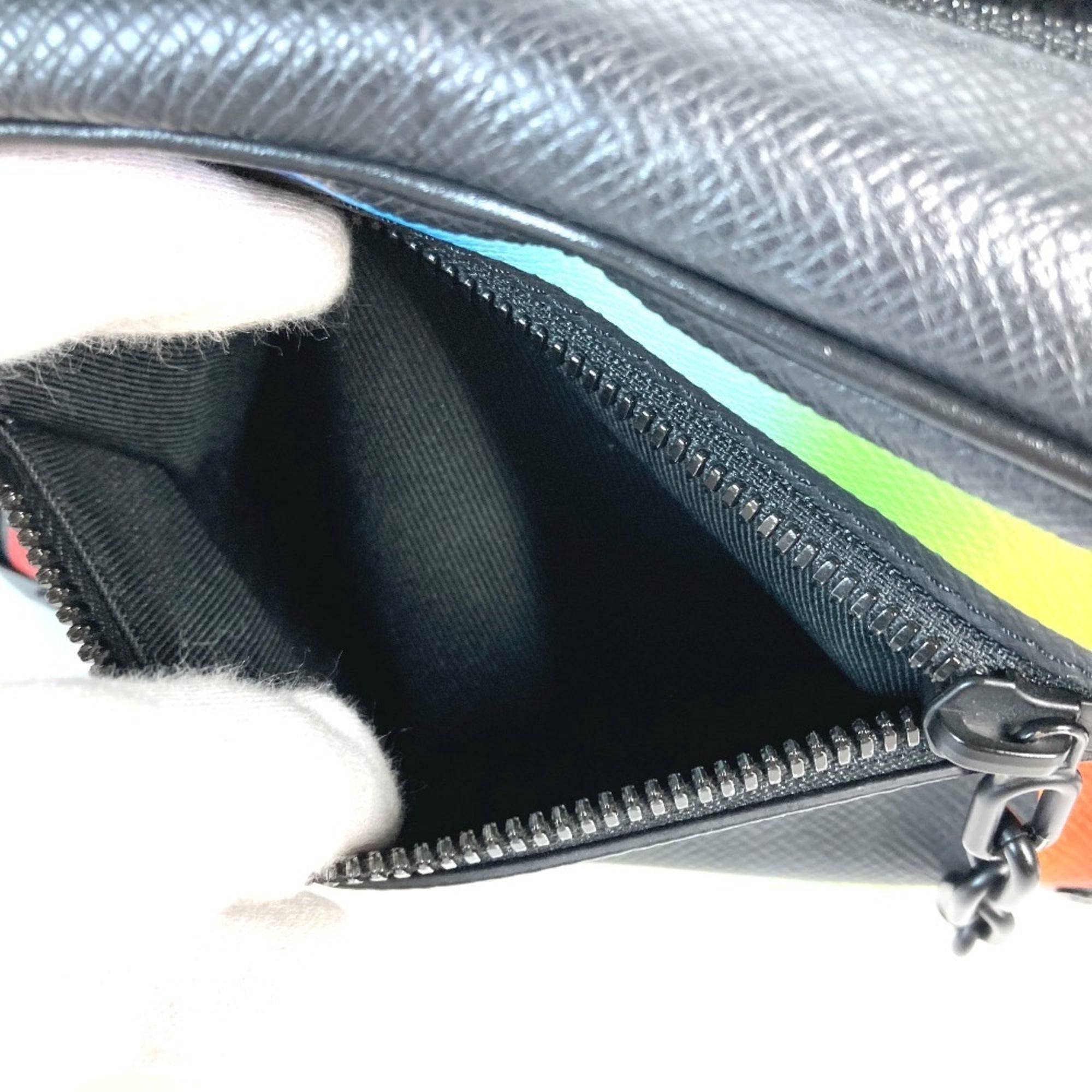 Louis Vuitton Black Multi-Color Taiga Leather Pochette Shoulder Bag (Pre-Owned)