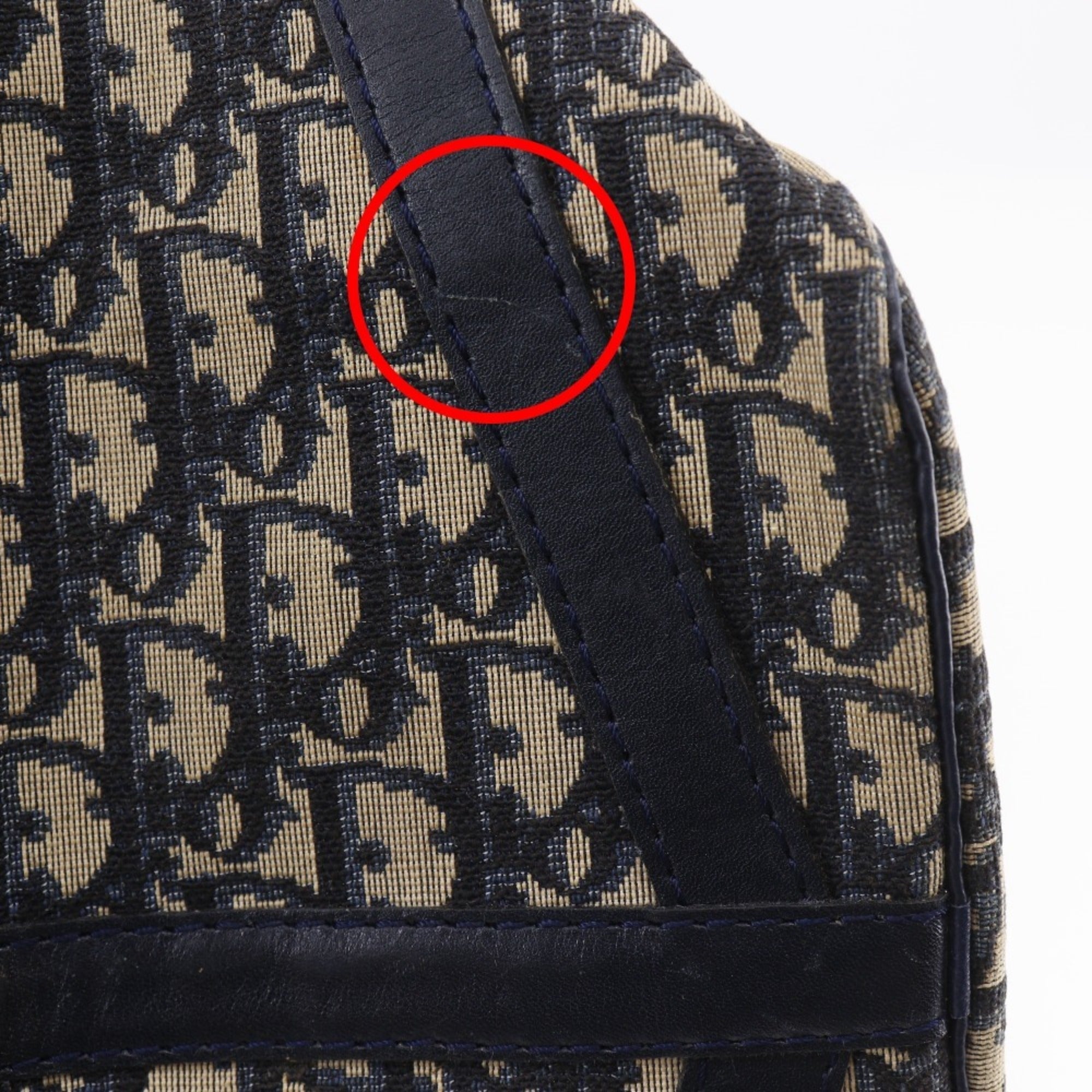Christian Dior Navy Canvas Boston Bag Handbag (Pre-Owned)