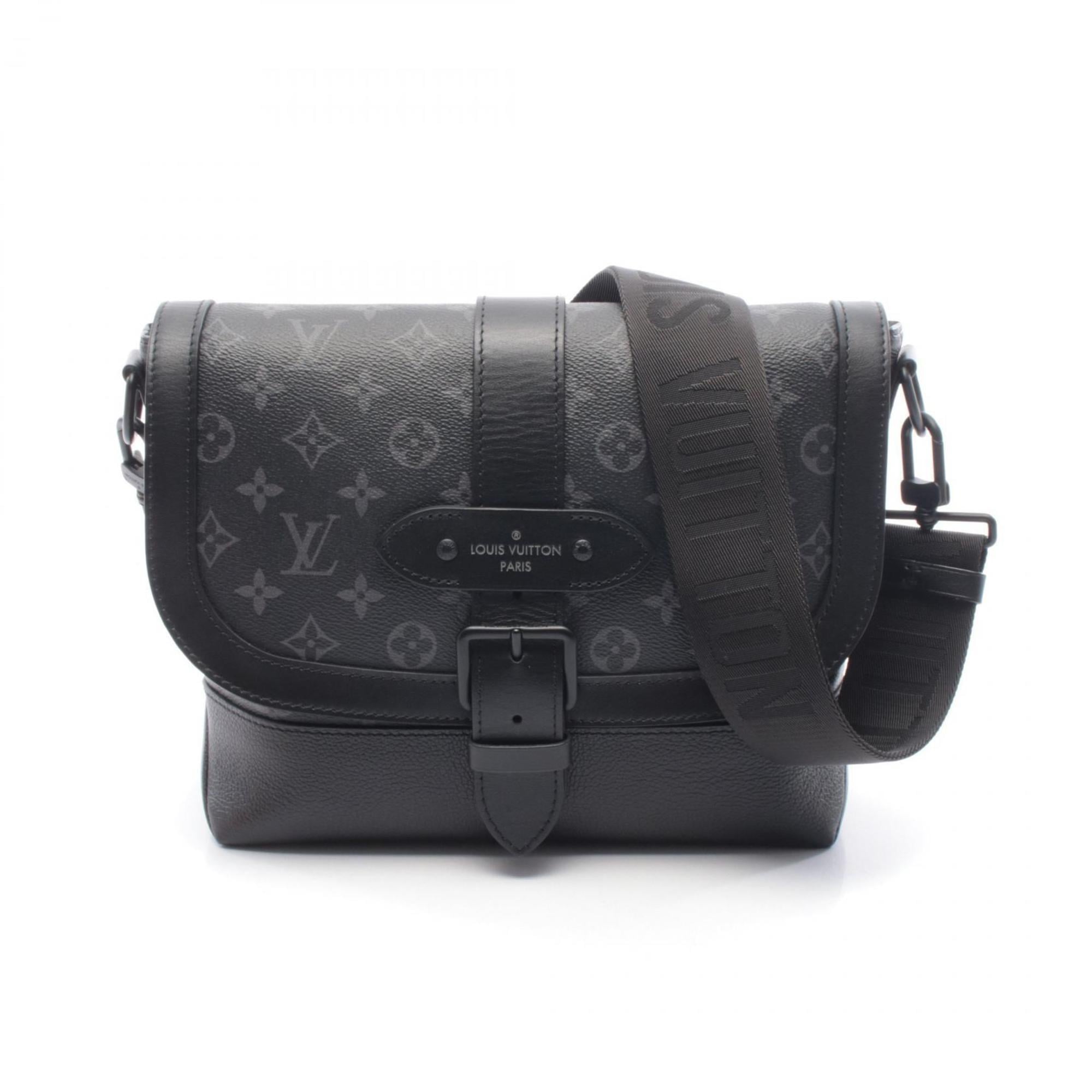 Louis Vuitton Black Coated Canvas Leather Handbag Shoulder Bag (Pre-Owned)