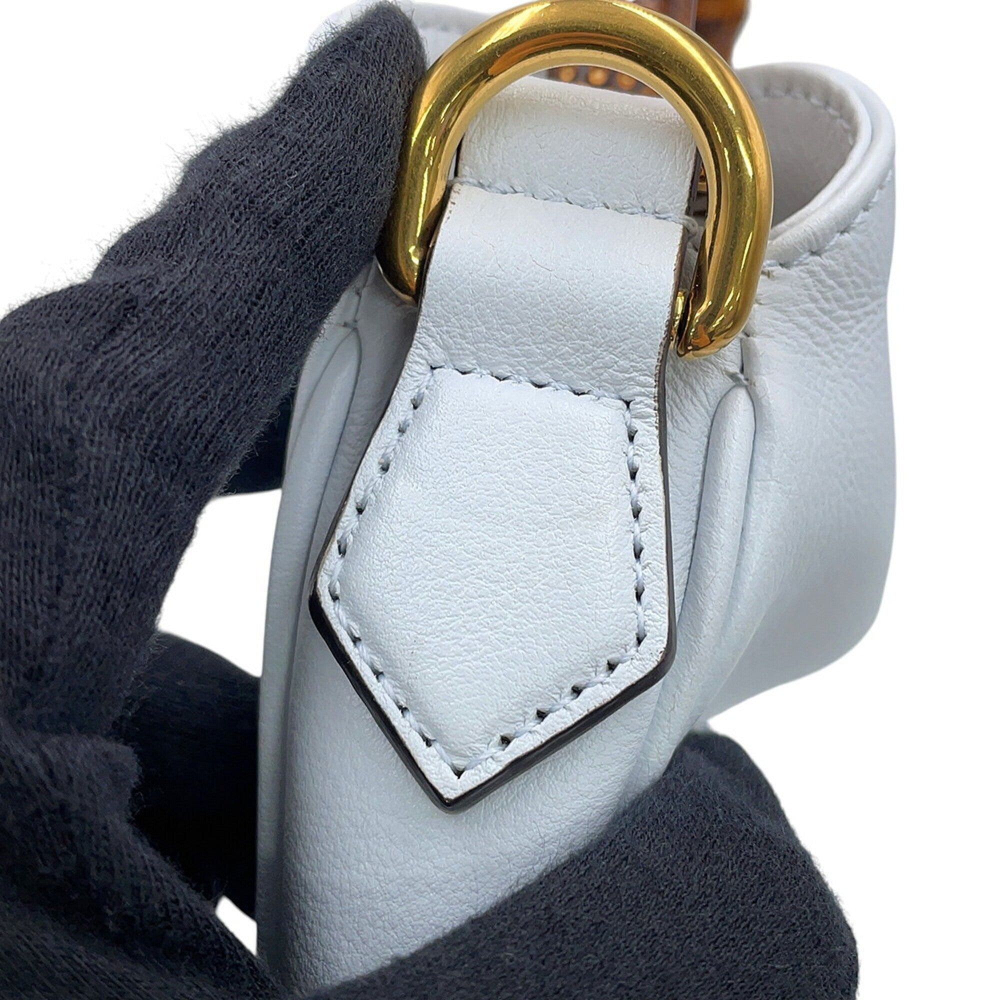 Gucci Light Blue Bamboo Leather Handbag (Pre-Owned)