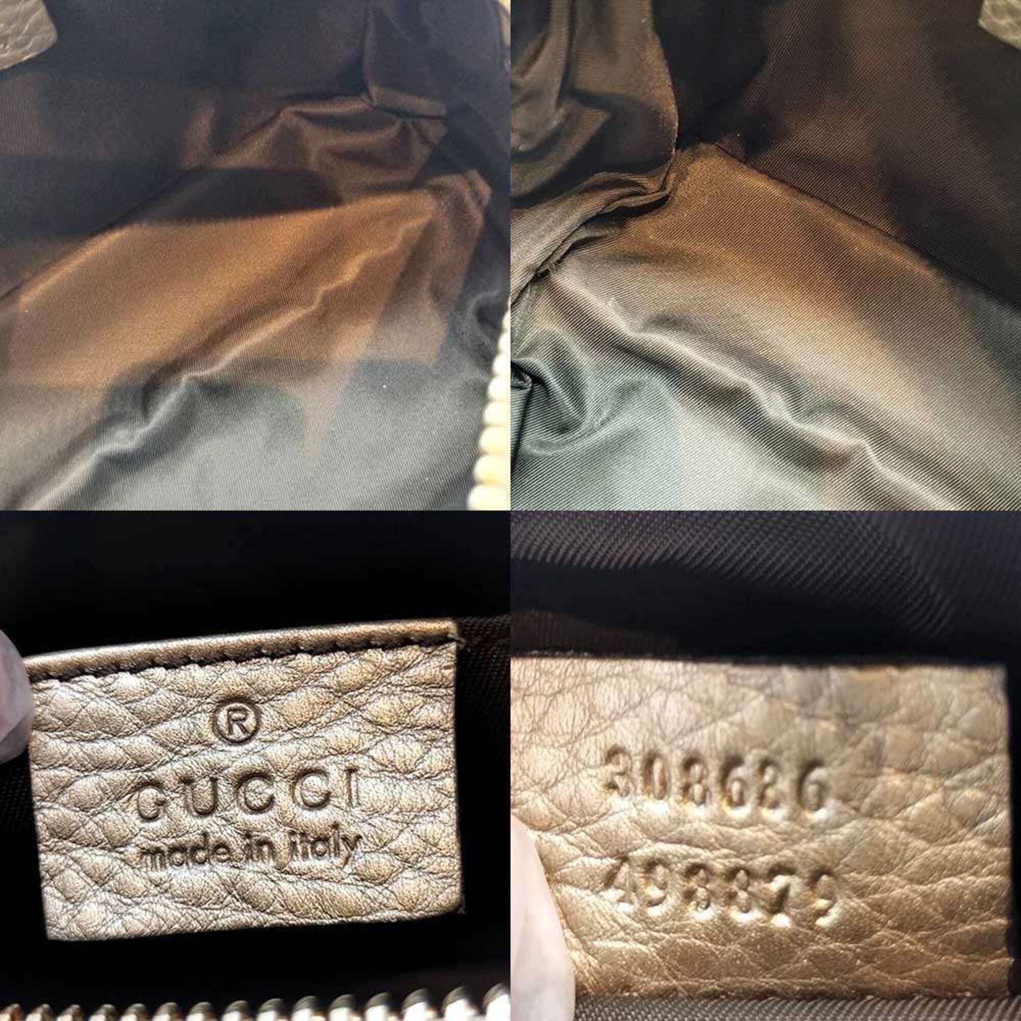 Gucci Soho Metallic Gold Leather Pouch (Pre-Owned)