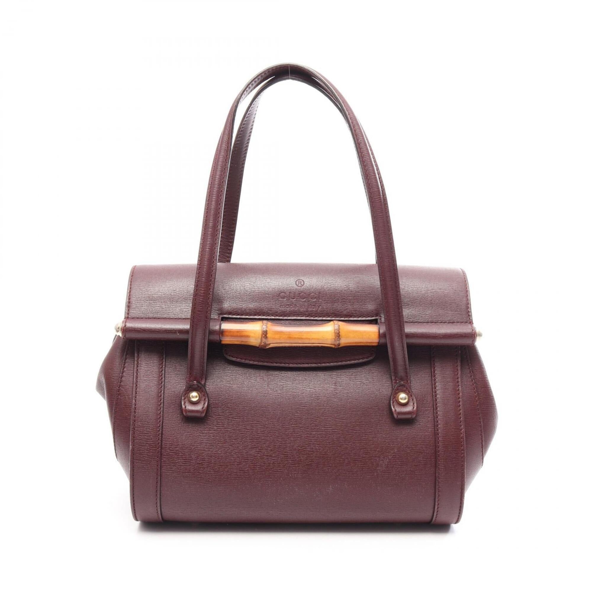 Gucci Bordeaux Leather Handbag Shoulder Bag (Pre-Owned)