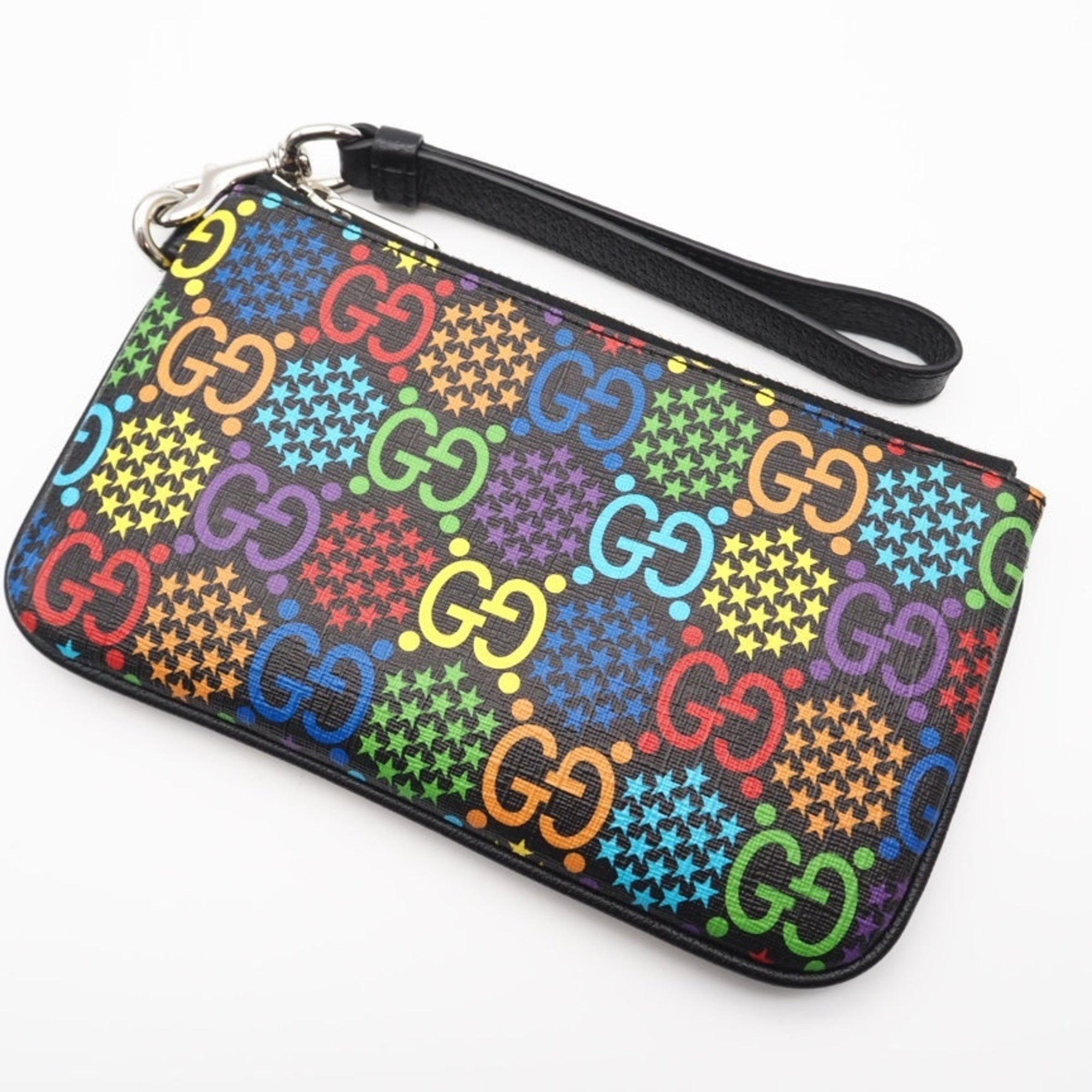 Gucci Black Coated Canvas Leather Clutch Bag Pouch (Pre-Owned)