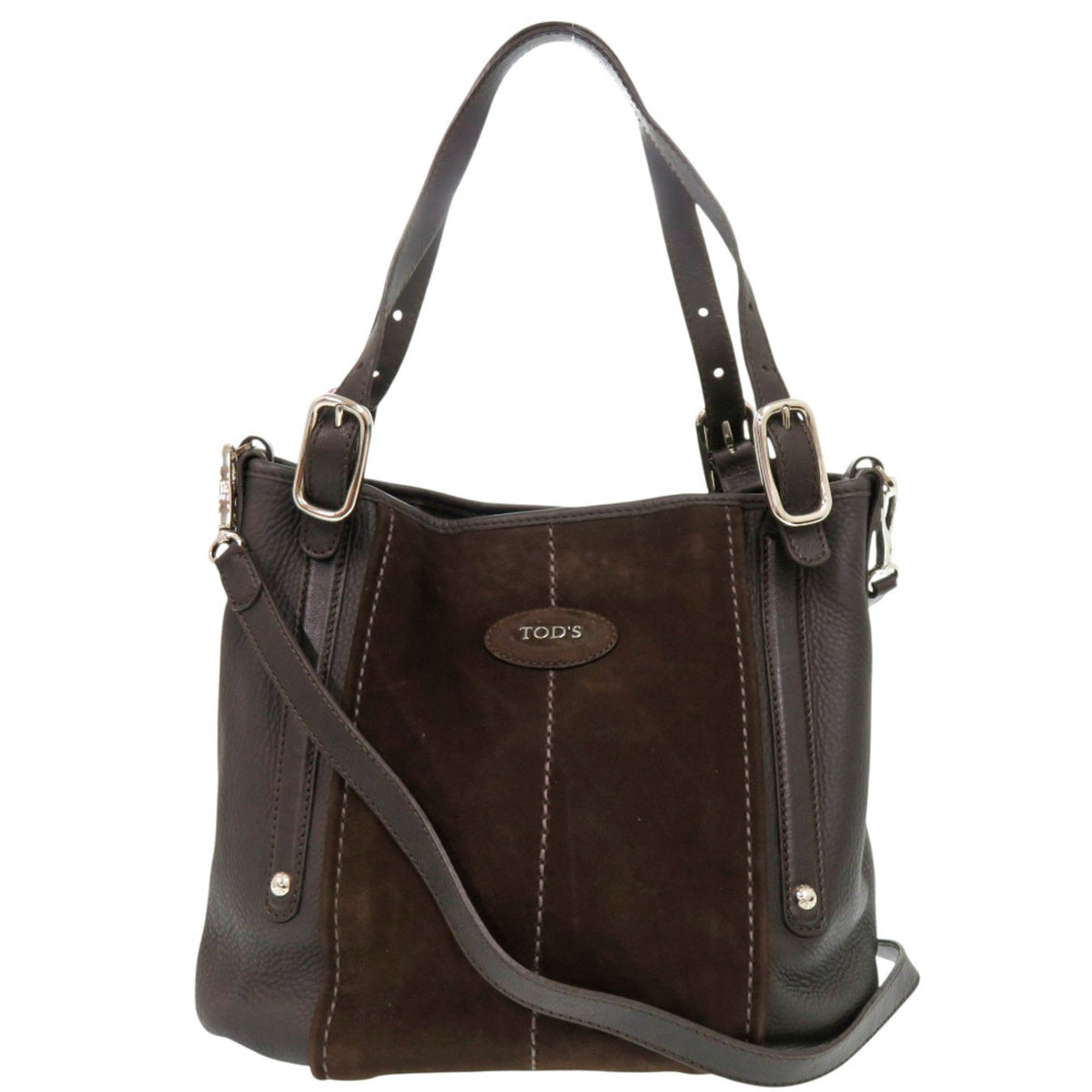 Tod's Brown Suede Leather Shoulder Bag Tote Bag (Pre-Owned)