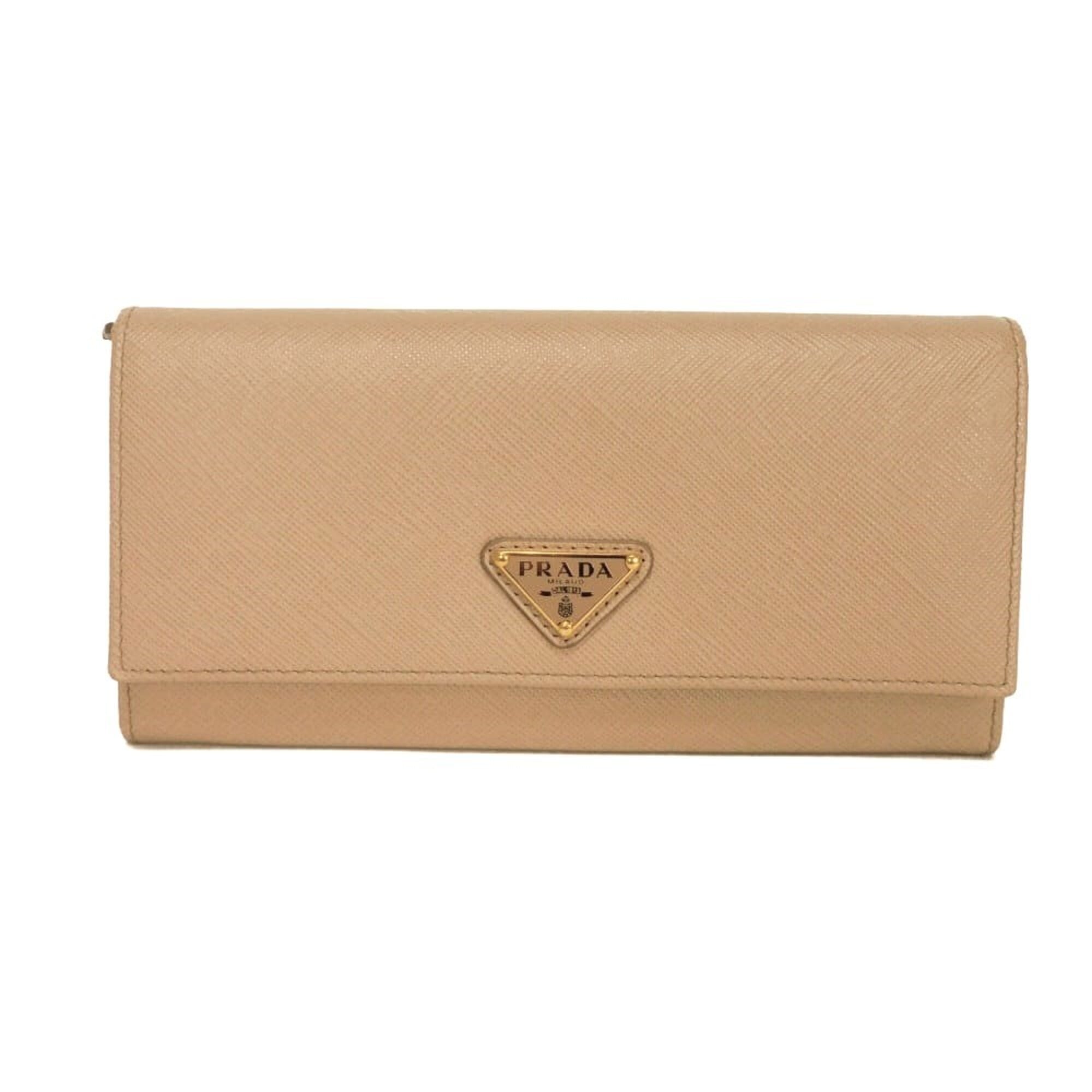 Prada Beige Saffiano Lux Long Wallet (Bi-Fold) (Pre-Owned)