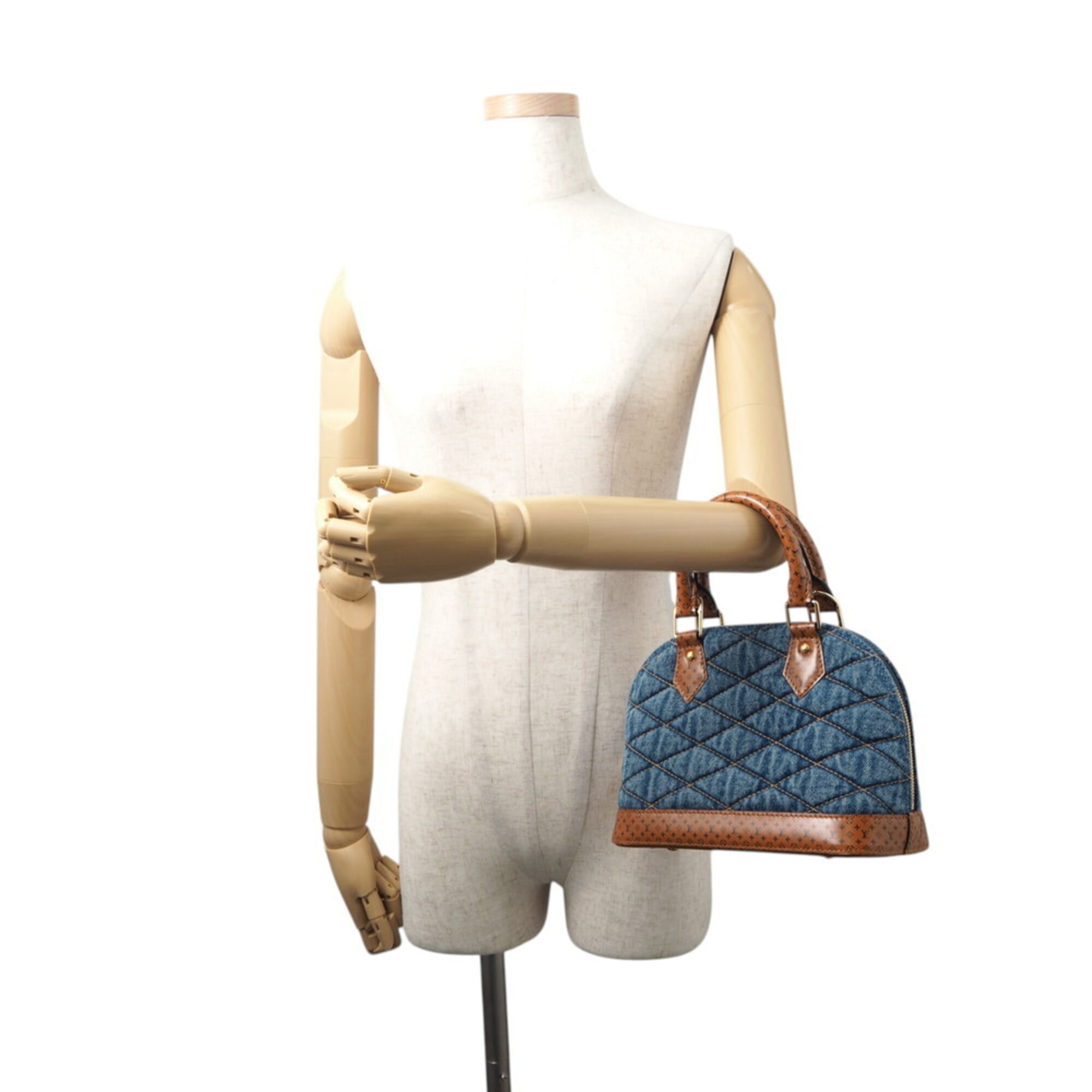 Louis Vuitton Blue Brown Denim Handbag (Pre-Owned)