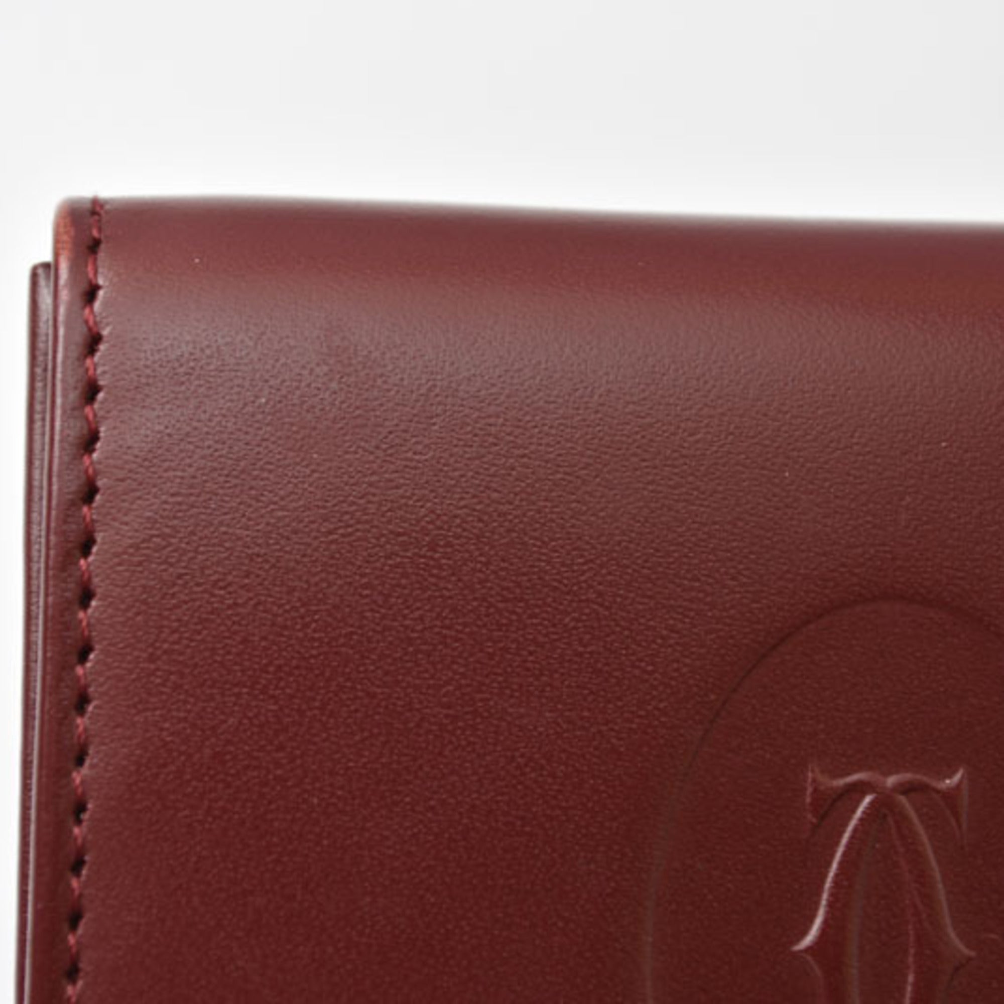 Cartier Bordeaux Leather Coin Purse/Coin Case (Pre-Owned)