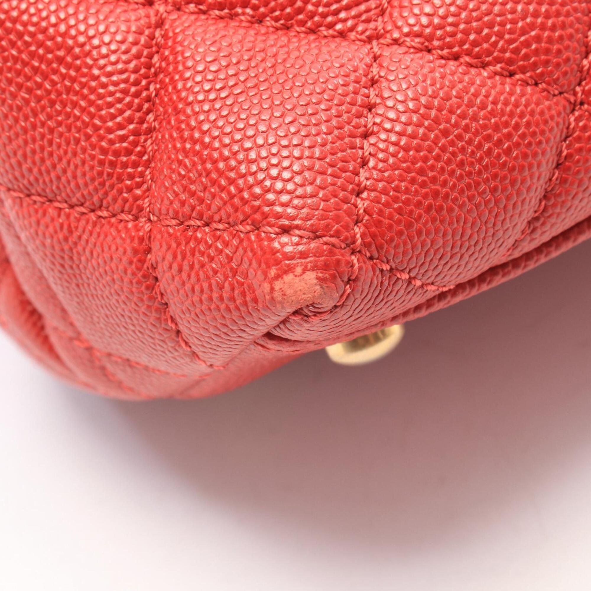 Chanel Matelasse Red Color Grained Calfskin Handbag (Pre-Owned)