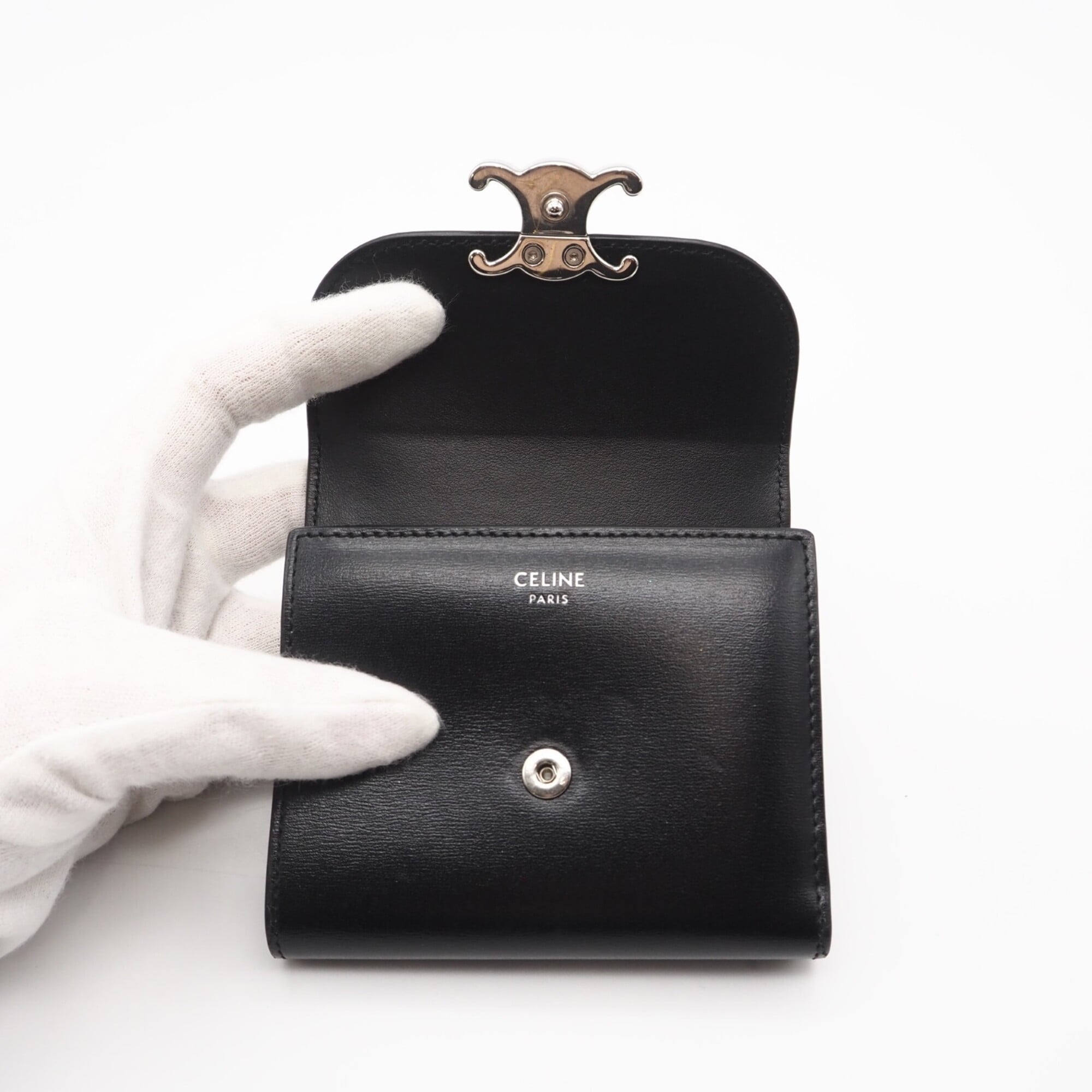 Celine Black Leather Wallet (Tri-Fold) (Pre-Owned)