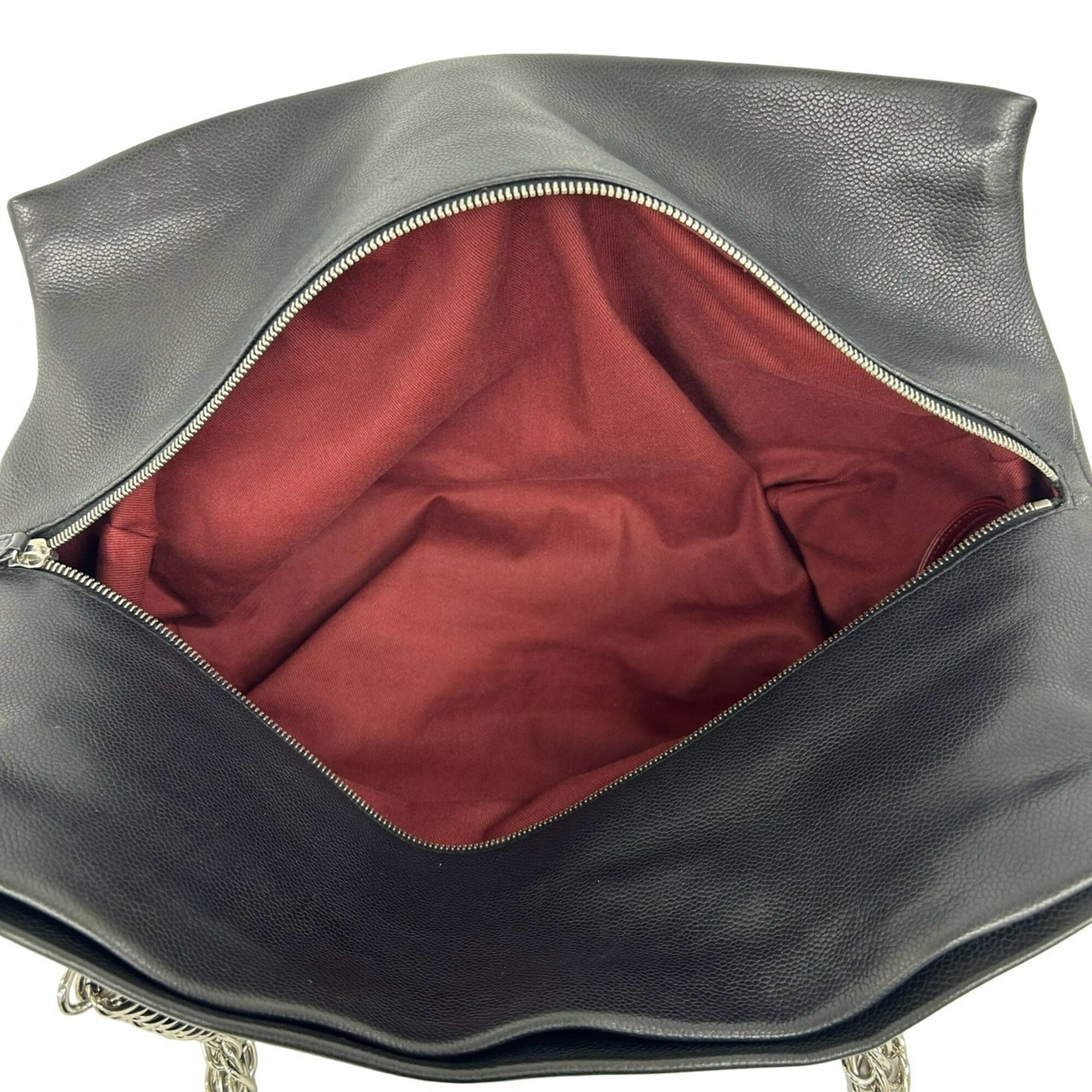 Chanel Black Grained Calfskin Shoulder Bag Tote Bag (Pre-Owned)
