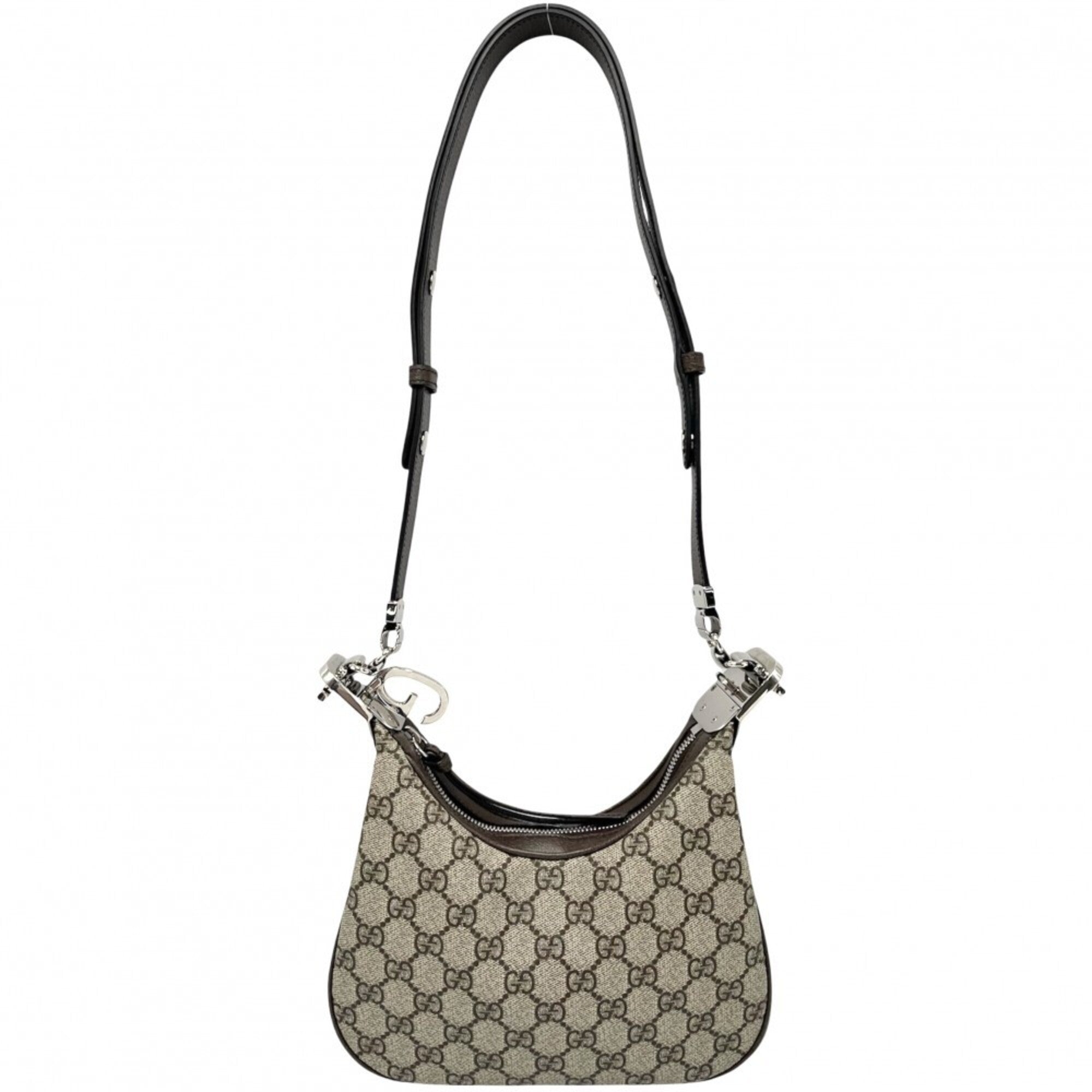 Gucci Beige Brown Orange Gg Supreme Leather Shoulder Bag (Pre-Owned)