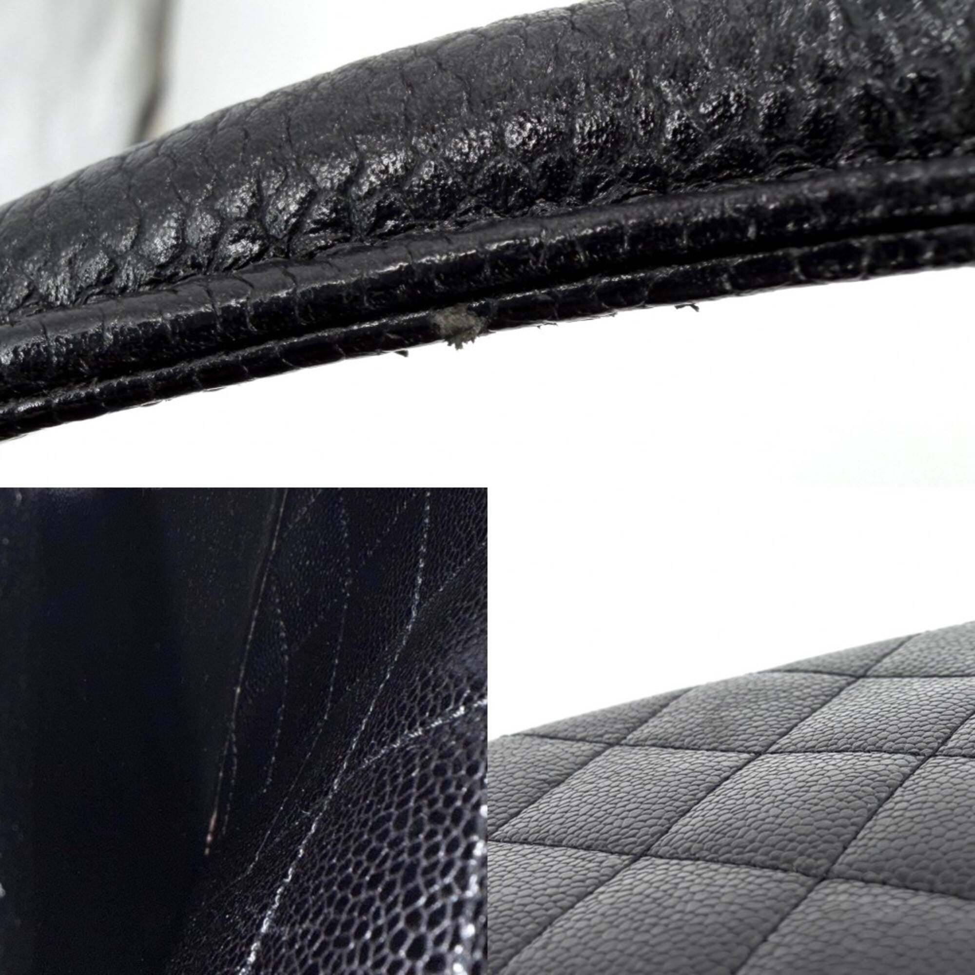 Chanel Matelasse Black Grained Calfskin Handbag (Pre-Owned)