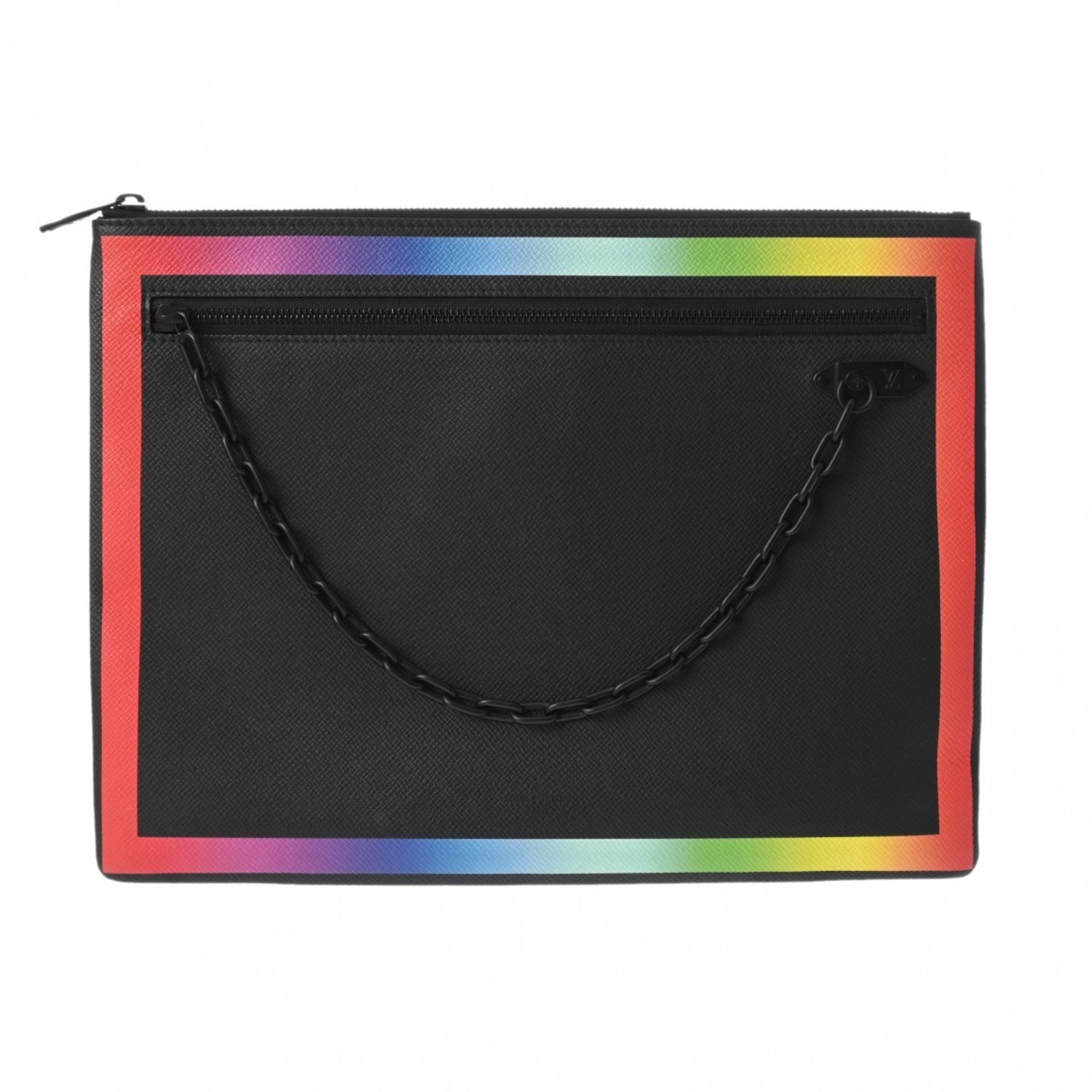 Louis Vuitton Black Taiga Leather Clutch Bag Pochette (Pre-Owned)