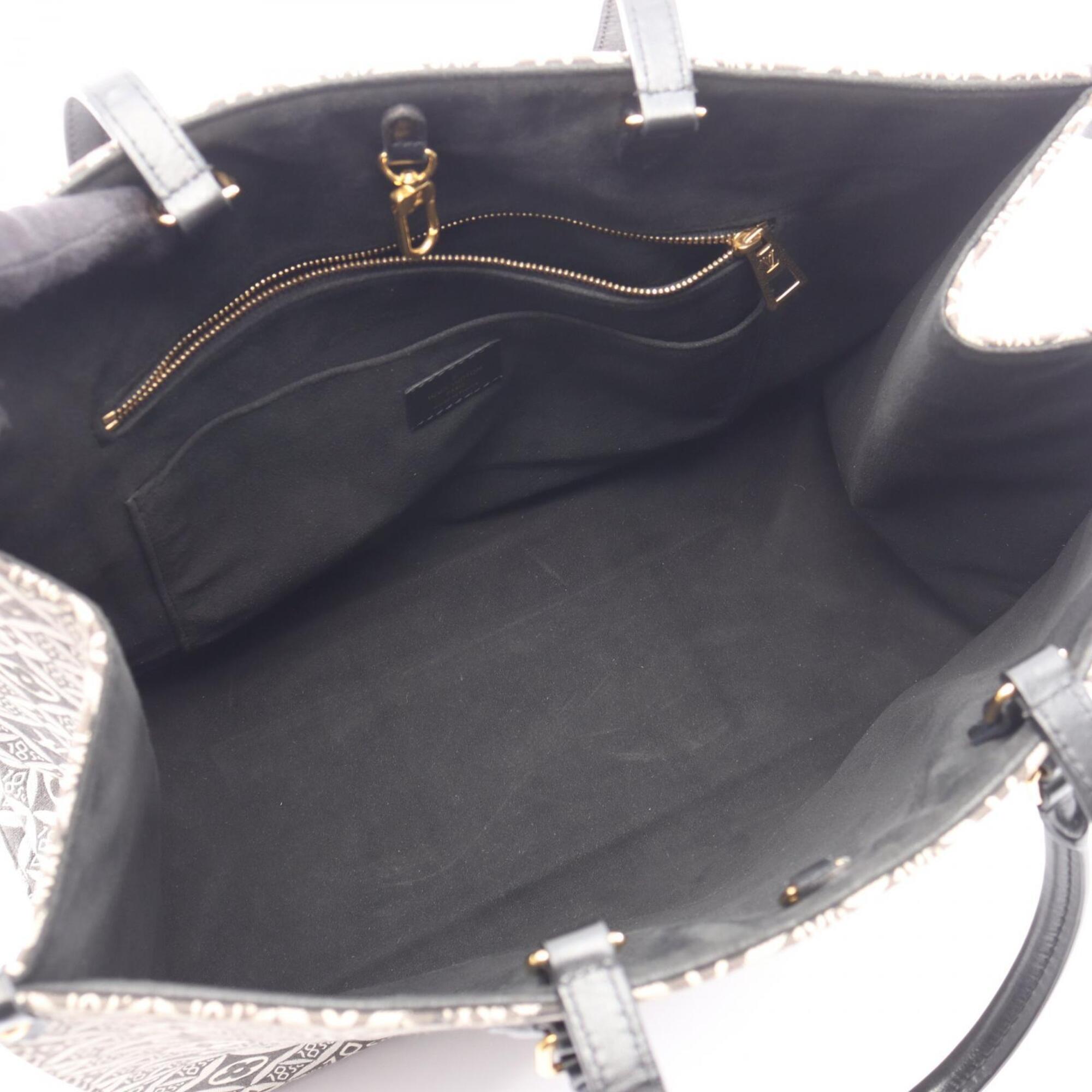 Louis Vuitton Black Gray Canvas Leather Handbag Tote Bag (Pre-Owned)