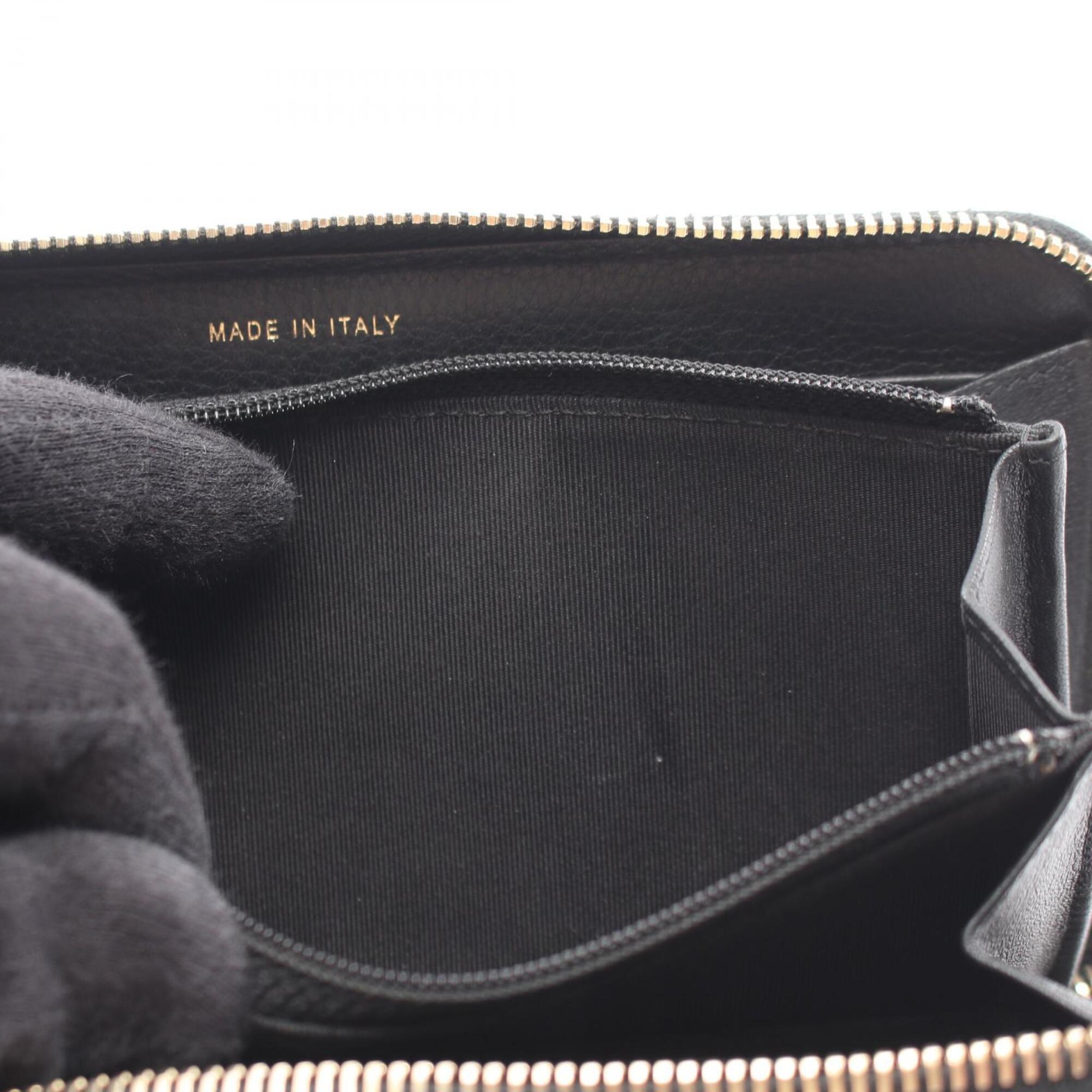 Chanel Black Leather Rhinestone Long Wallet (Bi-Fold) (Pre-Owned)