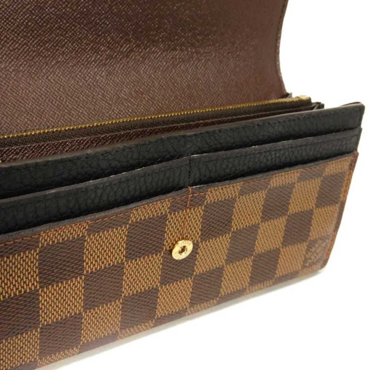 Louis Vuitton Black Brown Damier Canvas Noir Damier Canvas Leather Long Wallet (Bi-Fold) (Pre-Owned)