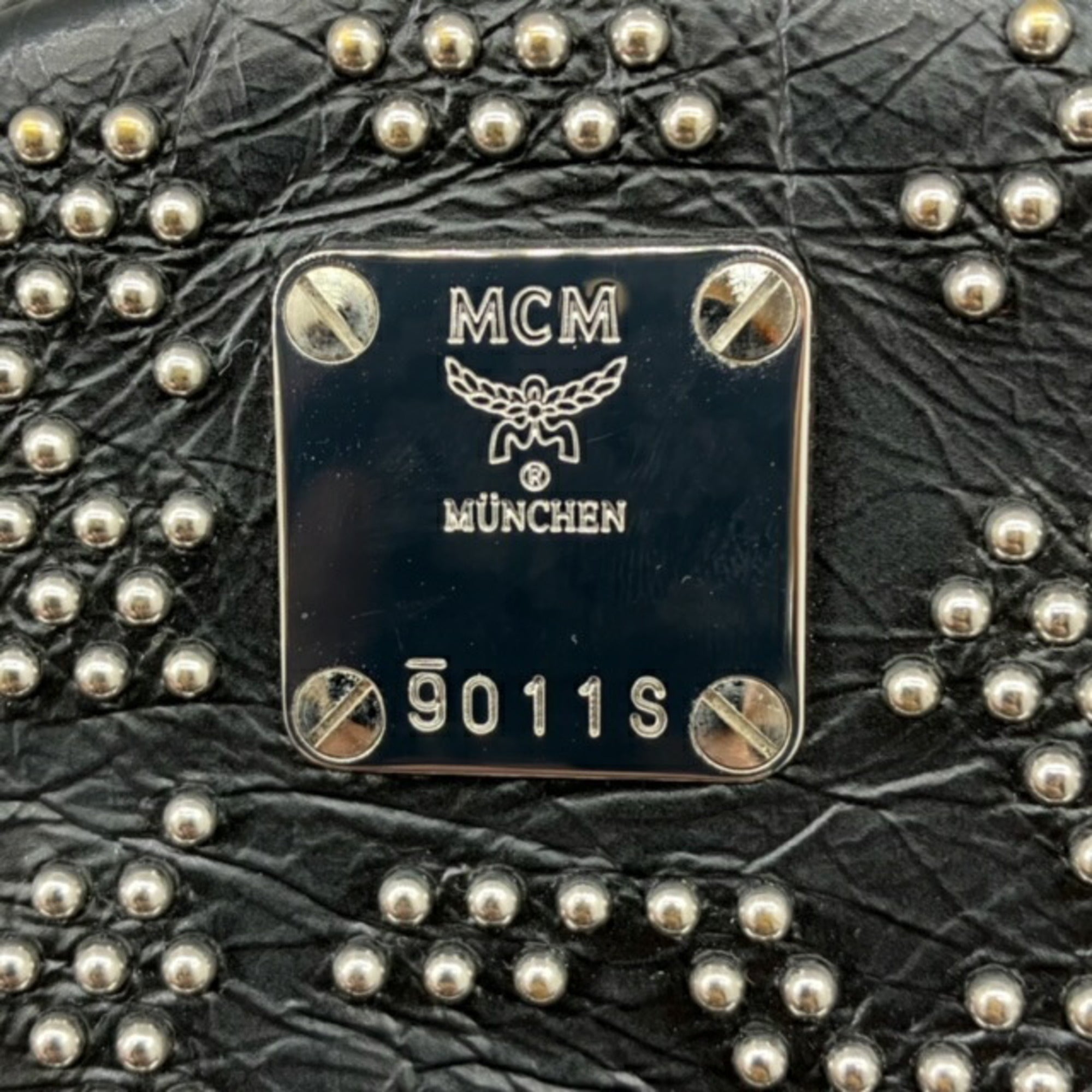 Mcm Black Silver Leather Backpack (Pre-Owned)