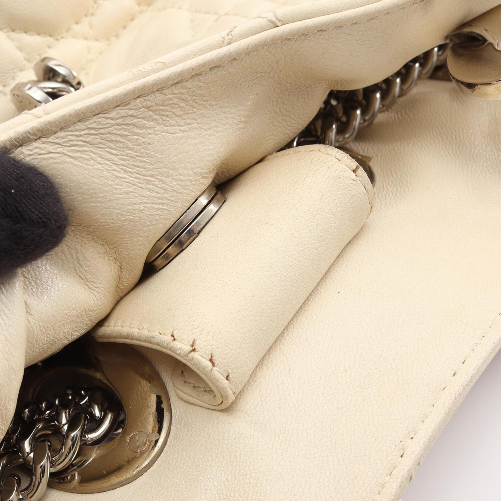 Christian Dior White Leather Handbag Tote Bag (Pre-Owned)