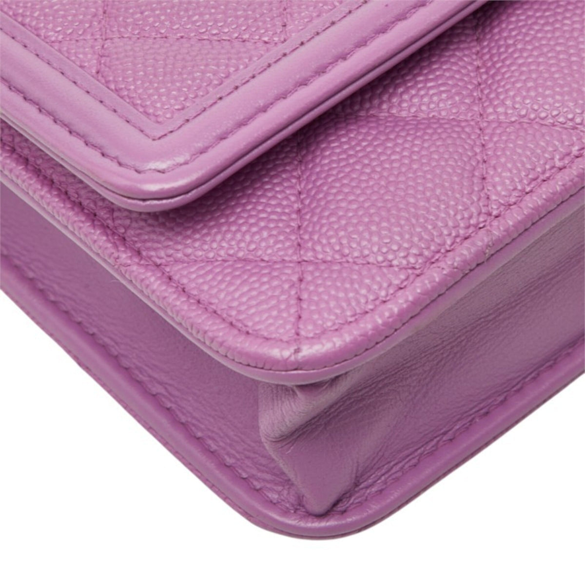 Chanel Purple Grained Calfskin Pochette Shoulder Bag (Pre-Owned)