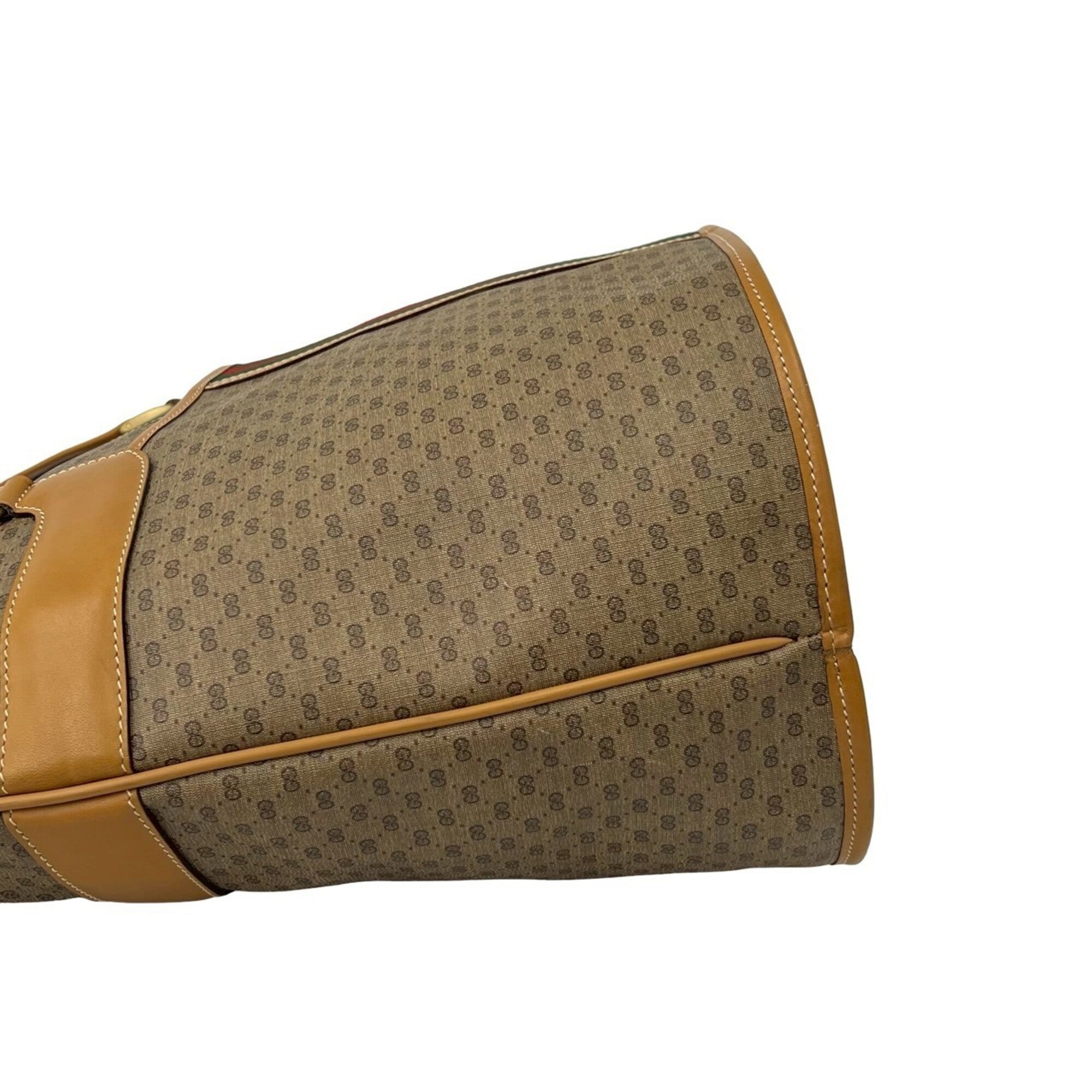 Gucci Brown Green Red Color Leather Pvc Handbag Tote Bag (Pre-Owned)